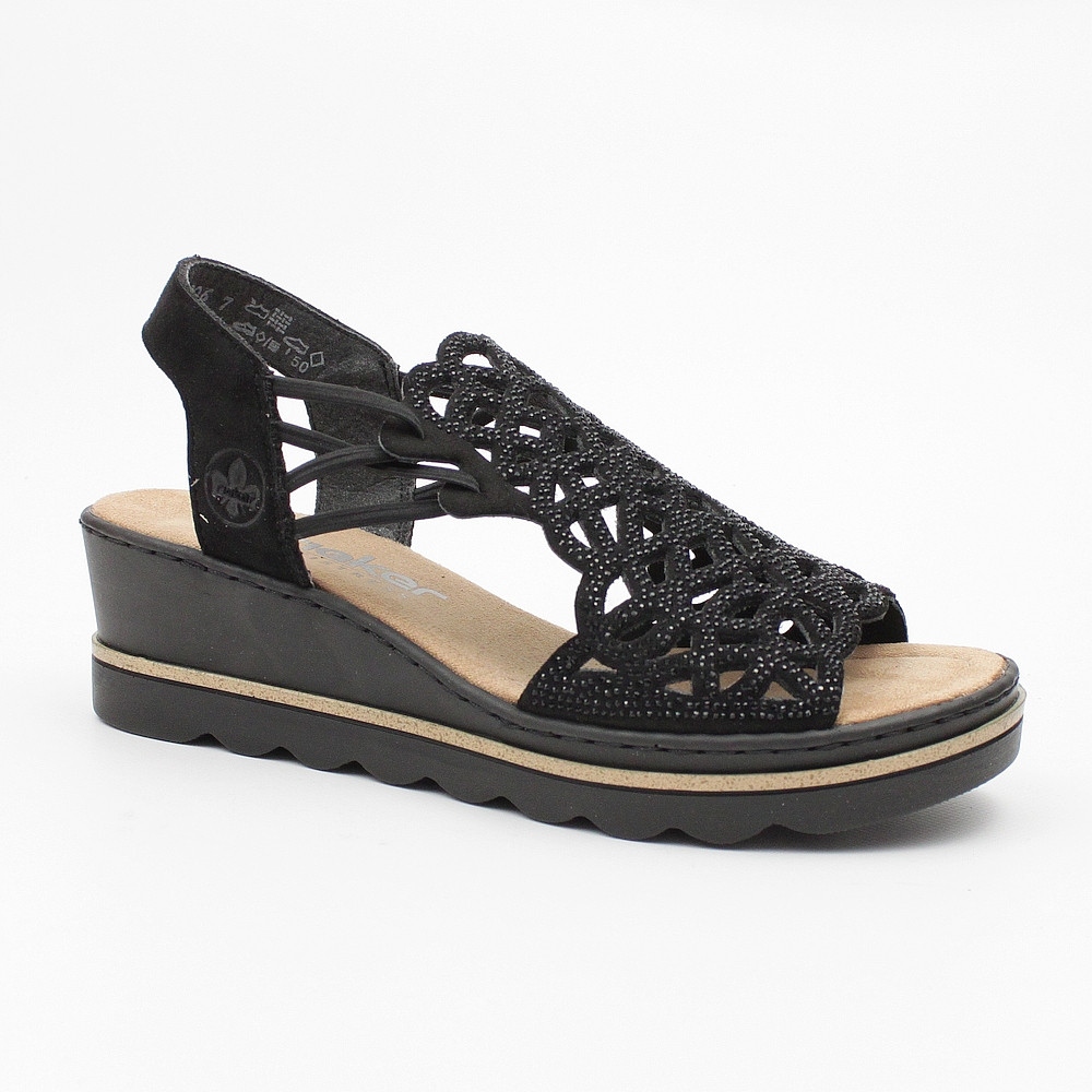 Rieker 67465 Černé Sandálky Na Klínku vel. 39