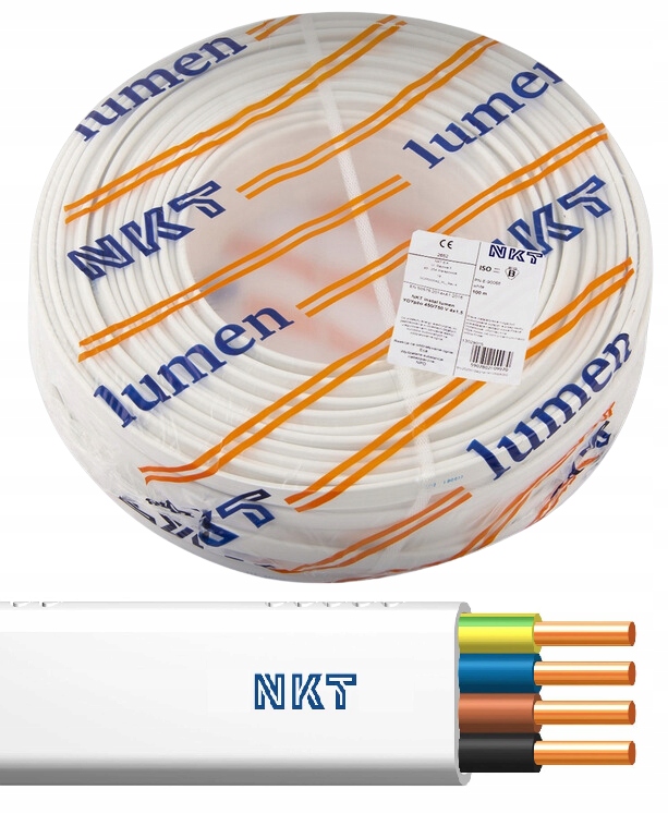 Przewód kabel płaski YDYp 4x1,5 750V 100m Nkt lumen