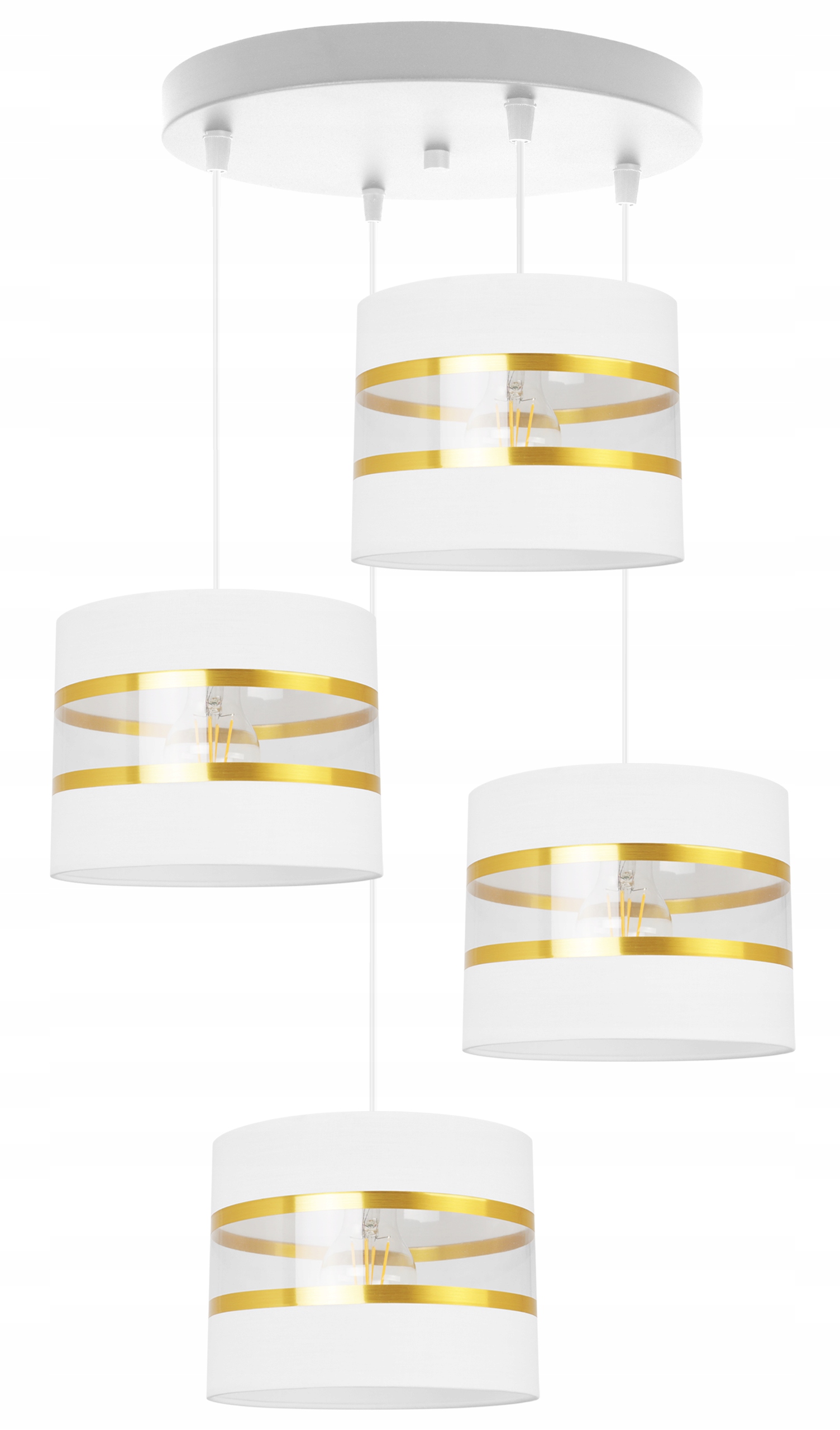 Závěsná Stropní Lampa Lustr Glamour Zlaté Pruhy Bílé Stínidlo Do Obývacího Pokoje