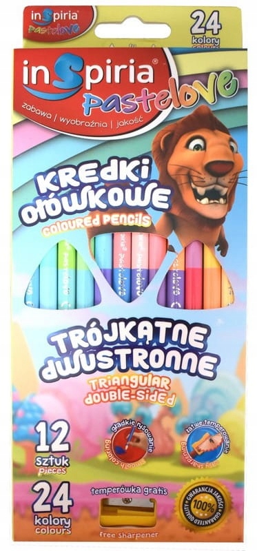 

Pastelove Kredki Trójkątne Dwustronne 12 Sztuk Ins