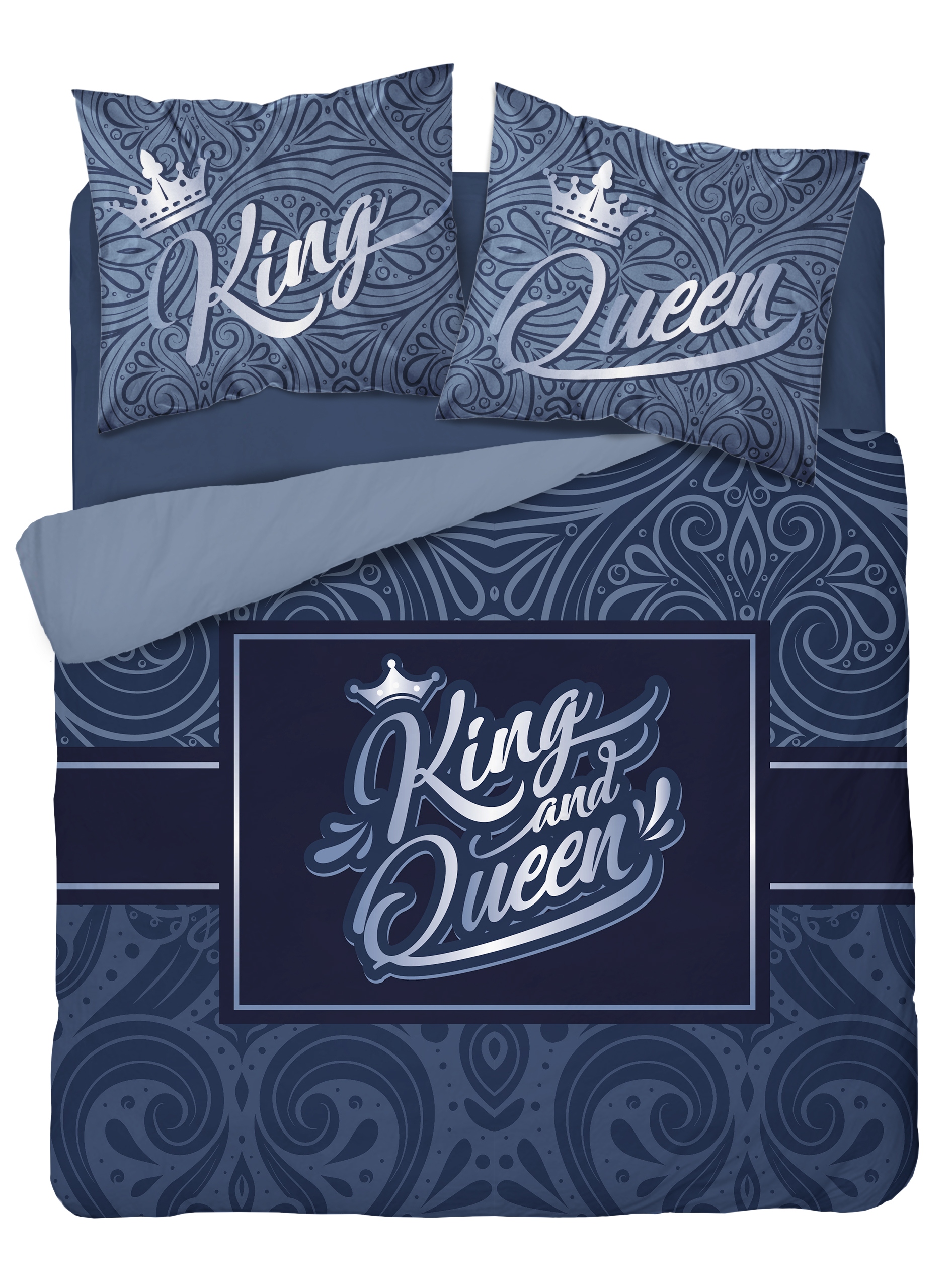 

Pościel Bawełniana 160x200 King And Queen Niebiesk