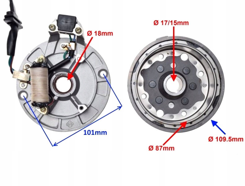 STATOR ISKROWNIK Z KOŁEM MAGNESOWYM CROSS PIT BIKE MRF KAYO HONDA CRF YX140 Producent Wilmat