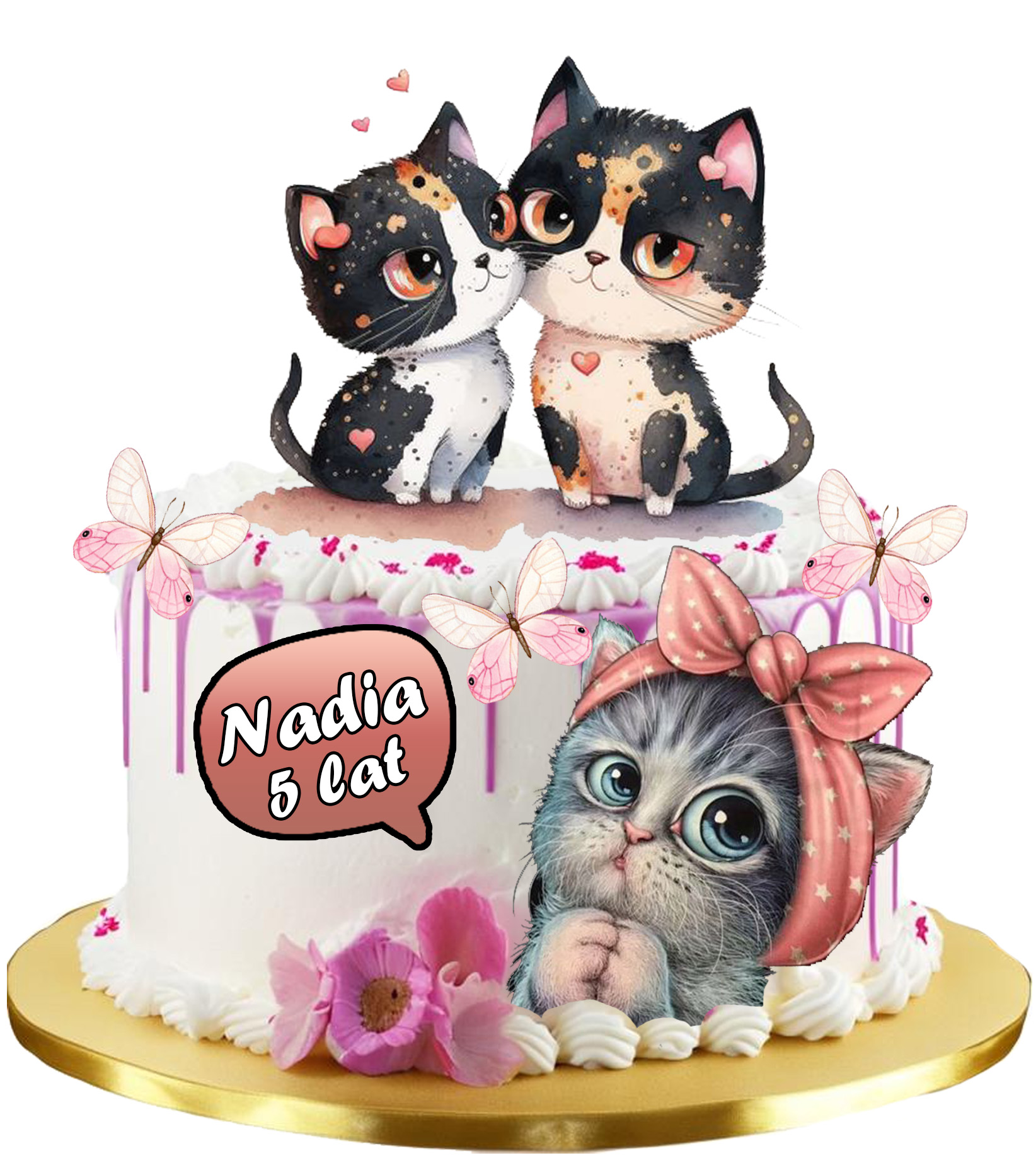 OPŁATEK ZESTAW POSTACIE KOTEK KOT KOTKI + GRATIS TEKST