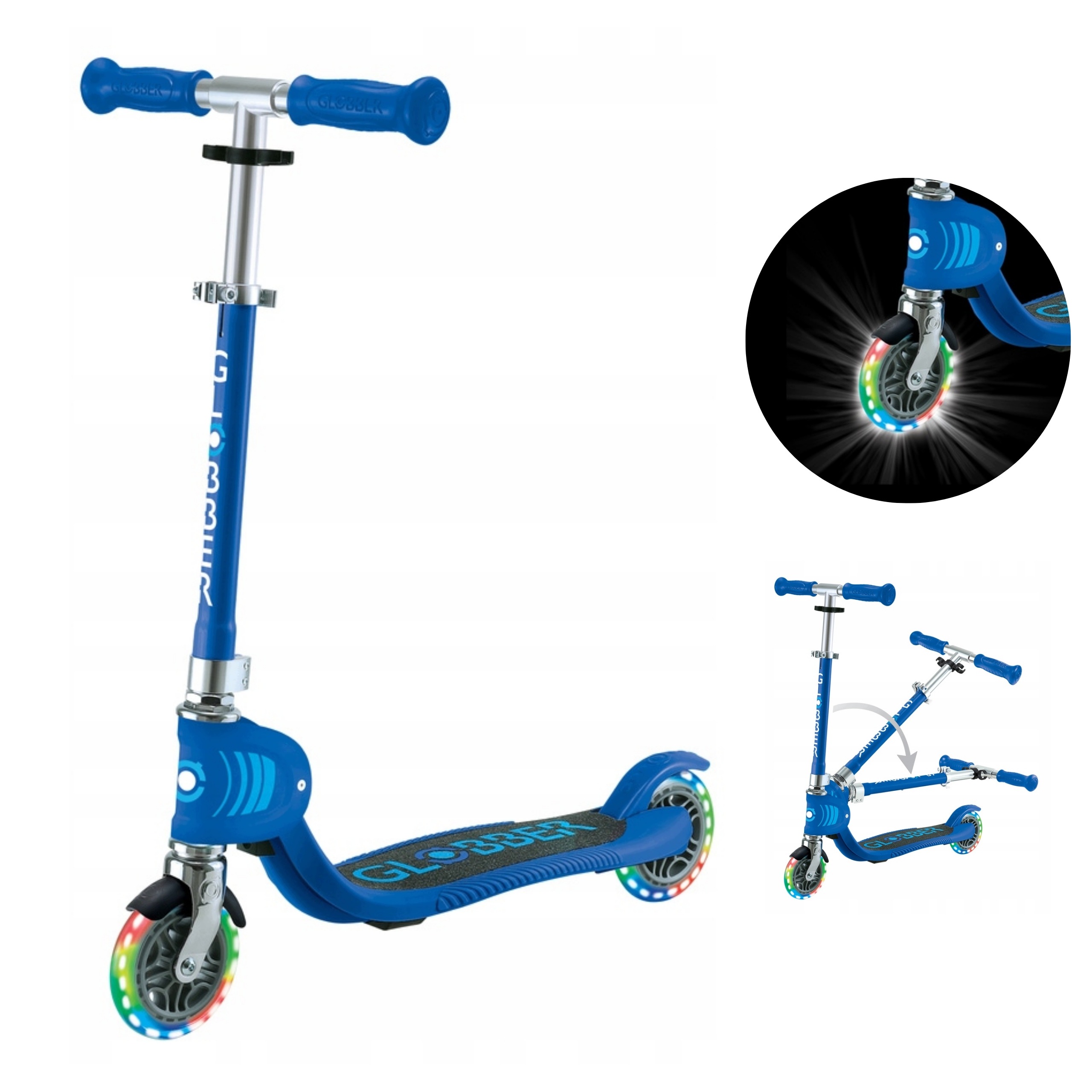 Globber Flow Foldable Junior Lights lekka hulajnoga dwukołowa Led