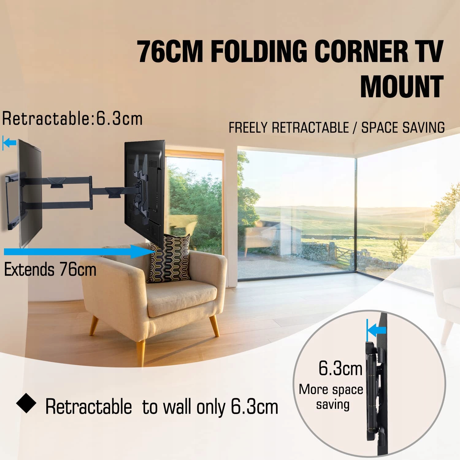 FORGING MOUNT Uchwyt TV Ścienny Długi Ramię 37-75 Cal 45kg VESA 600x400 — miniatura 7