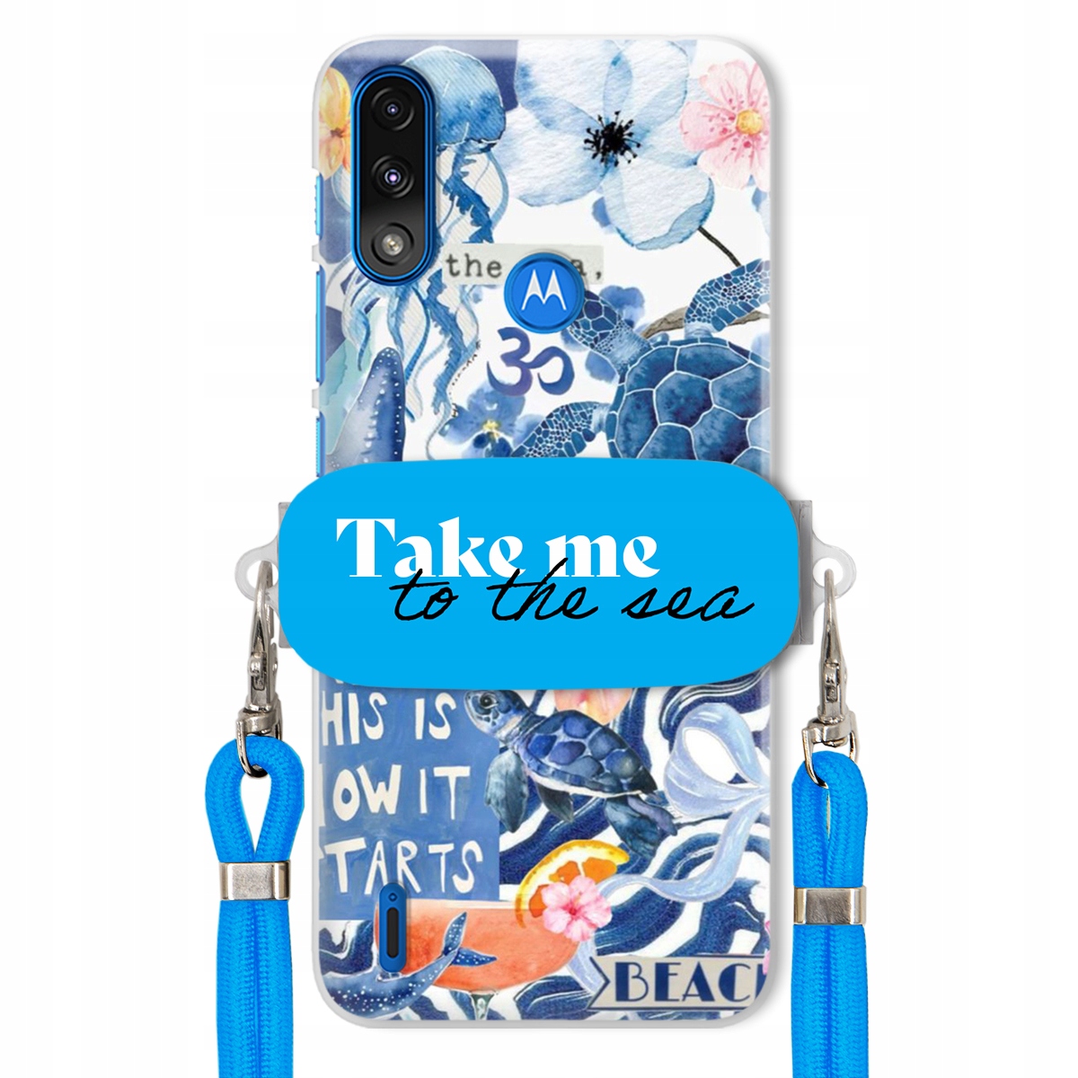 Puzdro pre Motorola E7 POWER/E7i Premium Vodítko Blue+ Držiak Take Me To The Sea