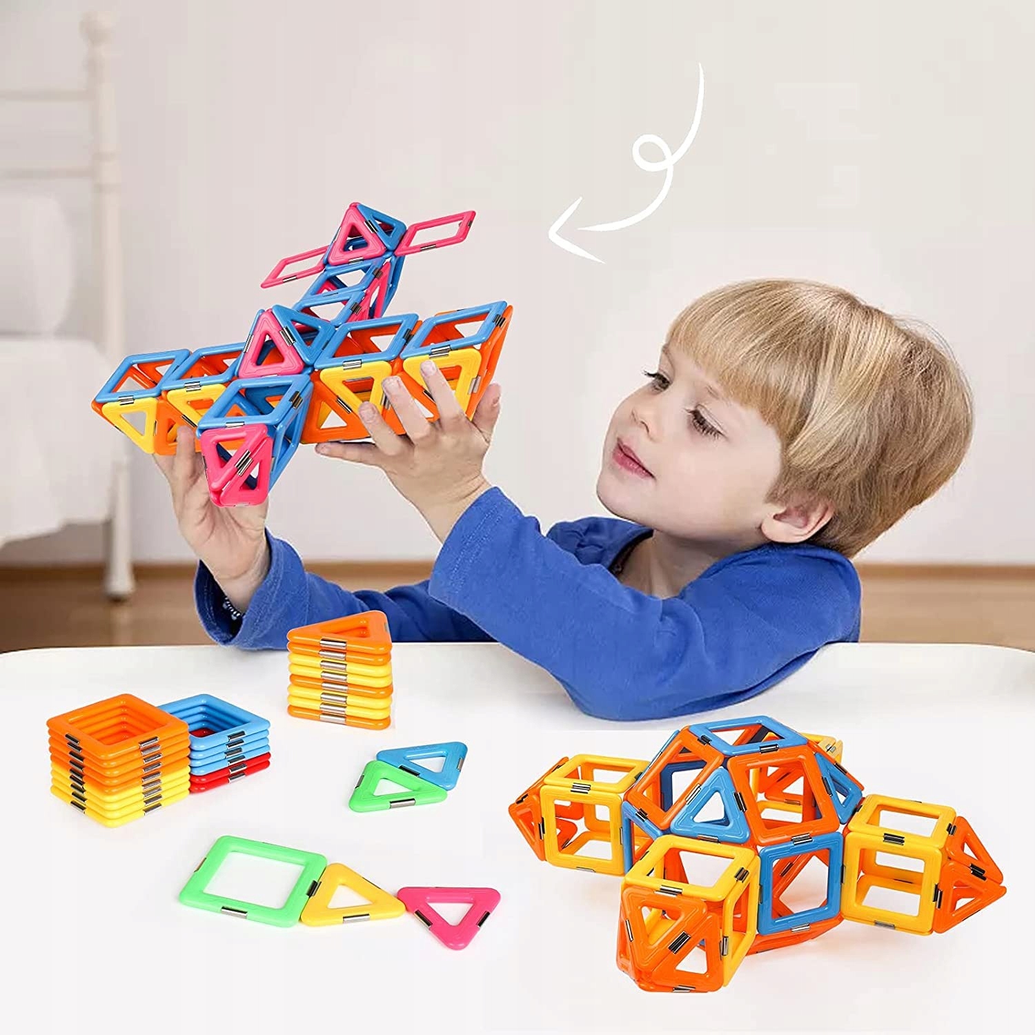 Zabawka Edukacyjna 3D, 105 x Magnetyczne Klocki, Wiek dziecka 2 lata +