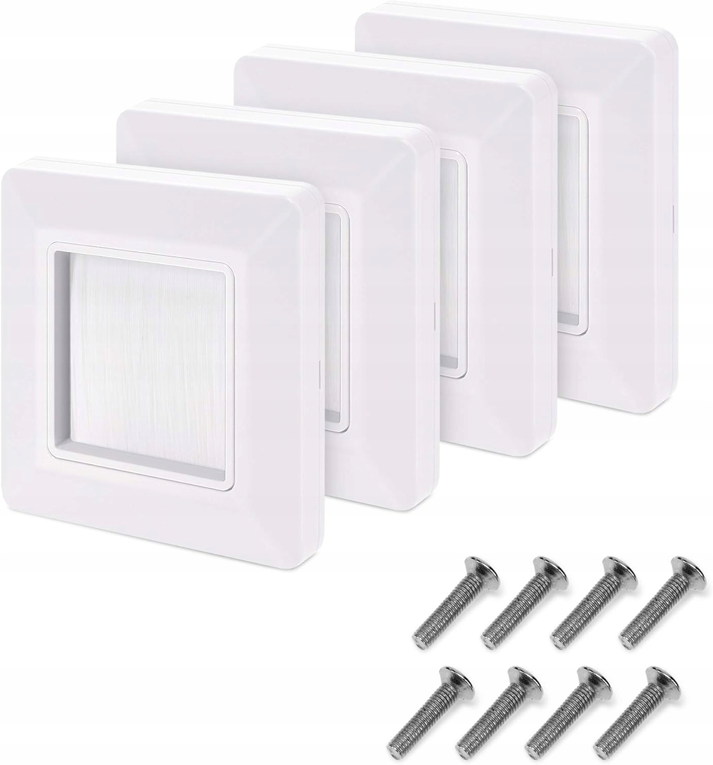 ZAŚLEPKA PRZEPUSTU KABLOWEGO PODTYNKOWA 4X PUSZKA SZCZOTKA BIAŁA