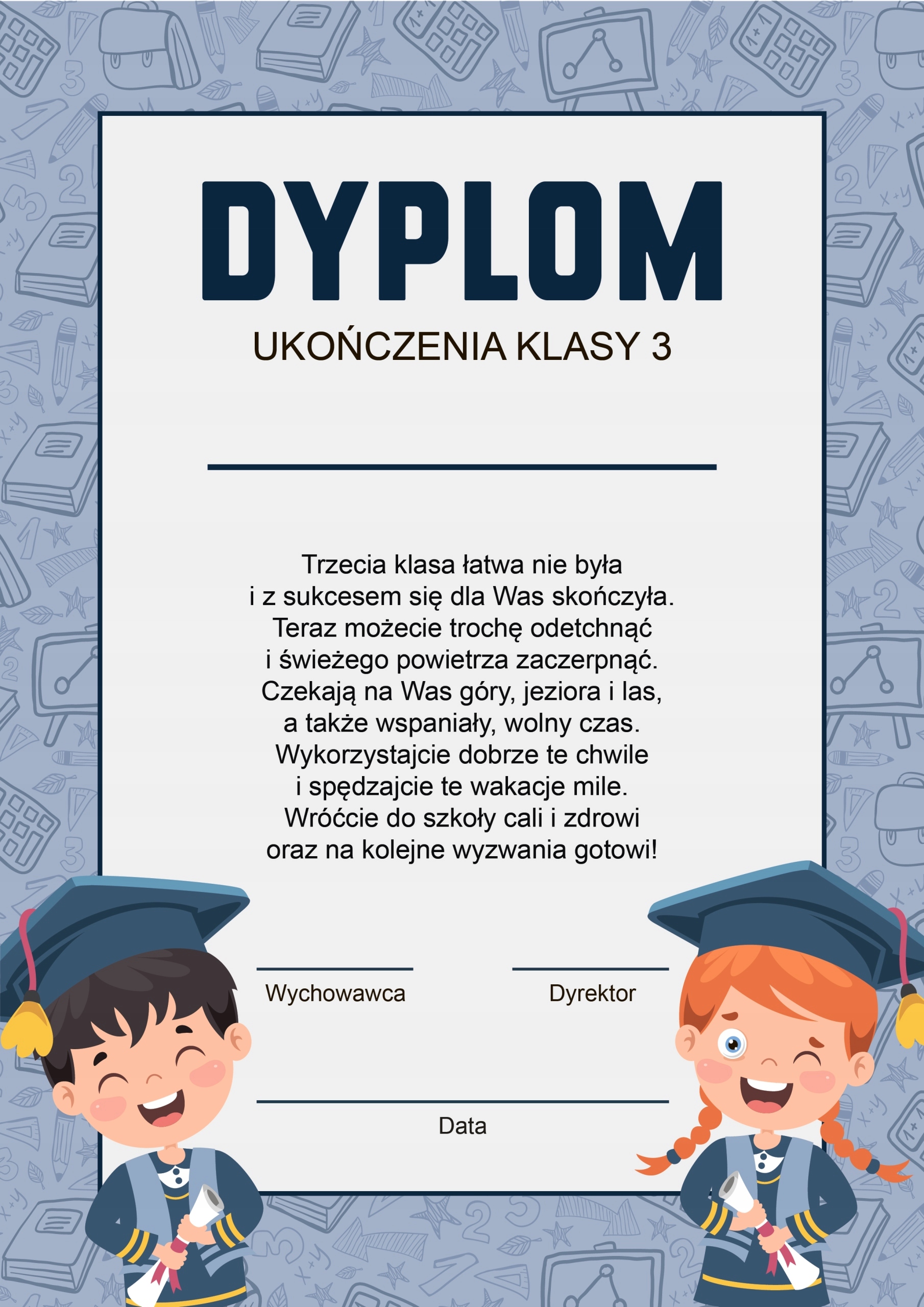 DYPLOM UKOŃCZENIA KLASY 3 wz. 2