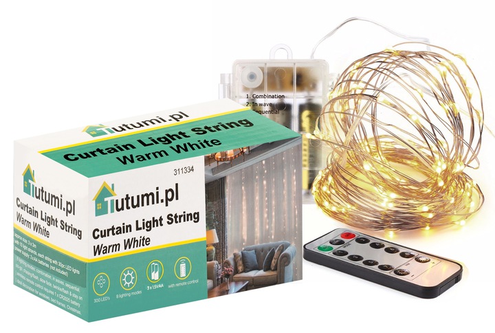 

Kurtyna 300 Led Girlanda Lampki 3 Metry Pilot
