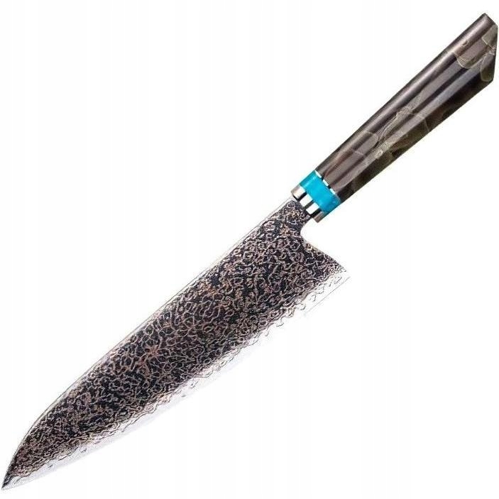 Damaškový kuchynský nôž Zetsu Chef/Hnedá/Modrá KP-37411