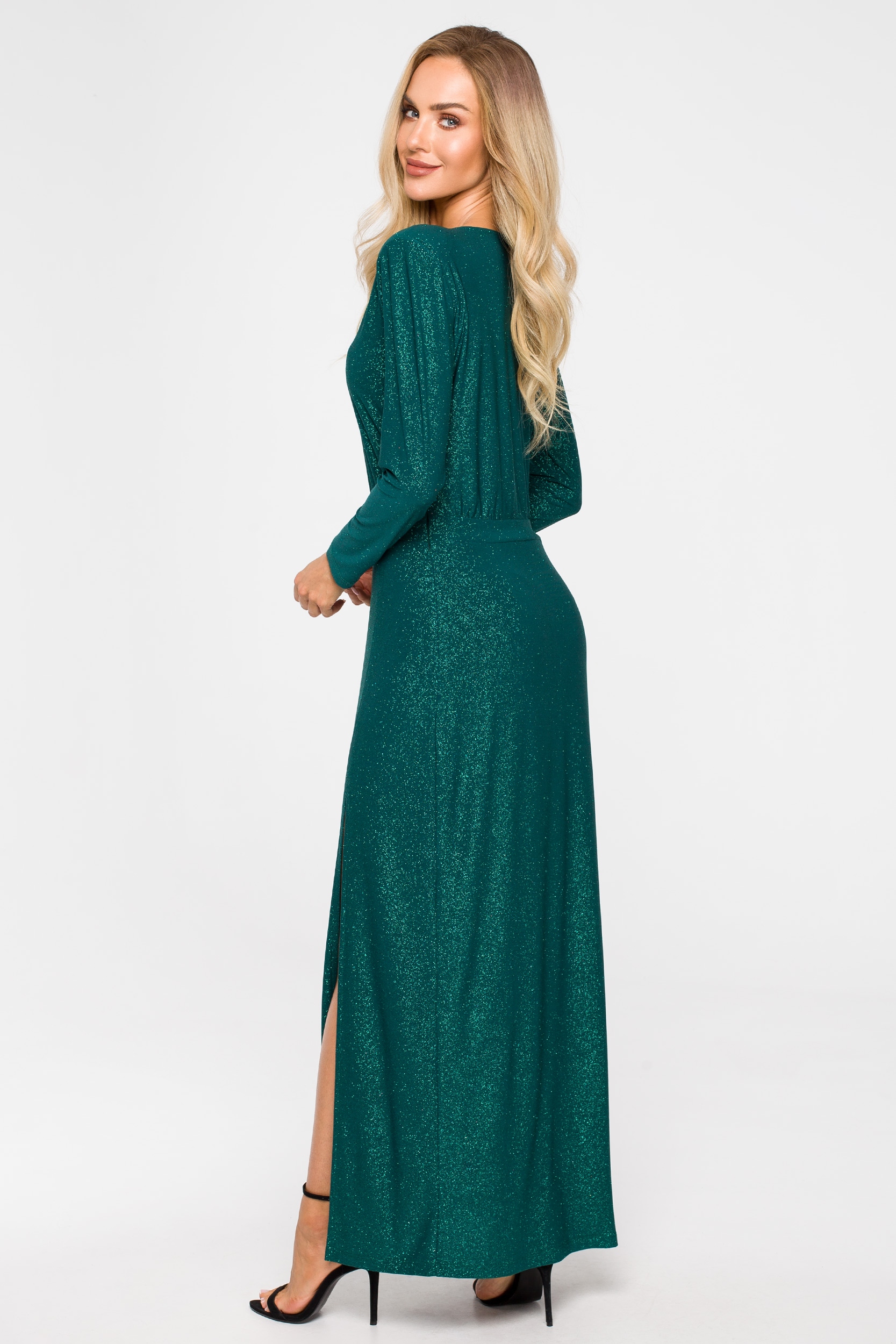 KOBIECA SUKIENKA WIECZOROWA DAMSKA SYLWESTROWA SZMARAGDOWA Z BROKATEM 38 M Rozmiar M