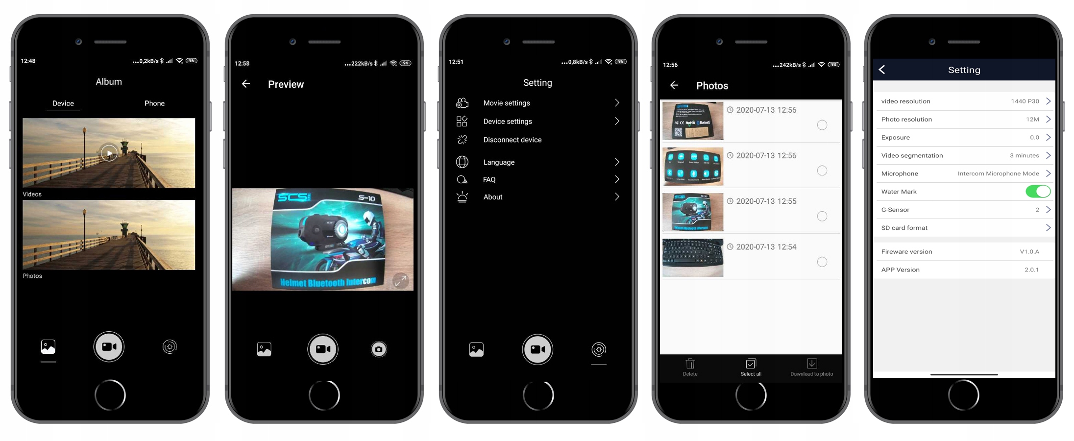 INTERKOM MOTOCYKLOWY KAMERA 2K IMX335 SONY WIFI BT Microphone Type hybrid