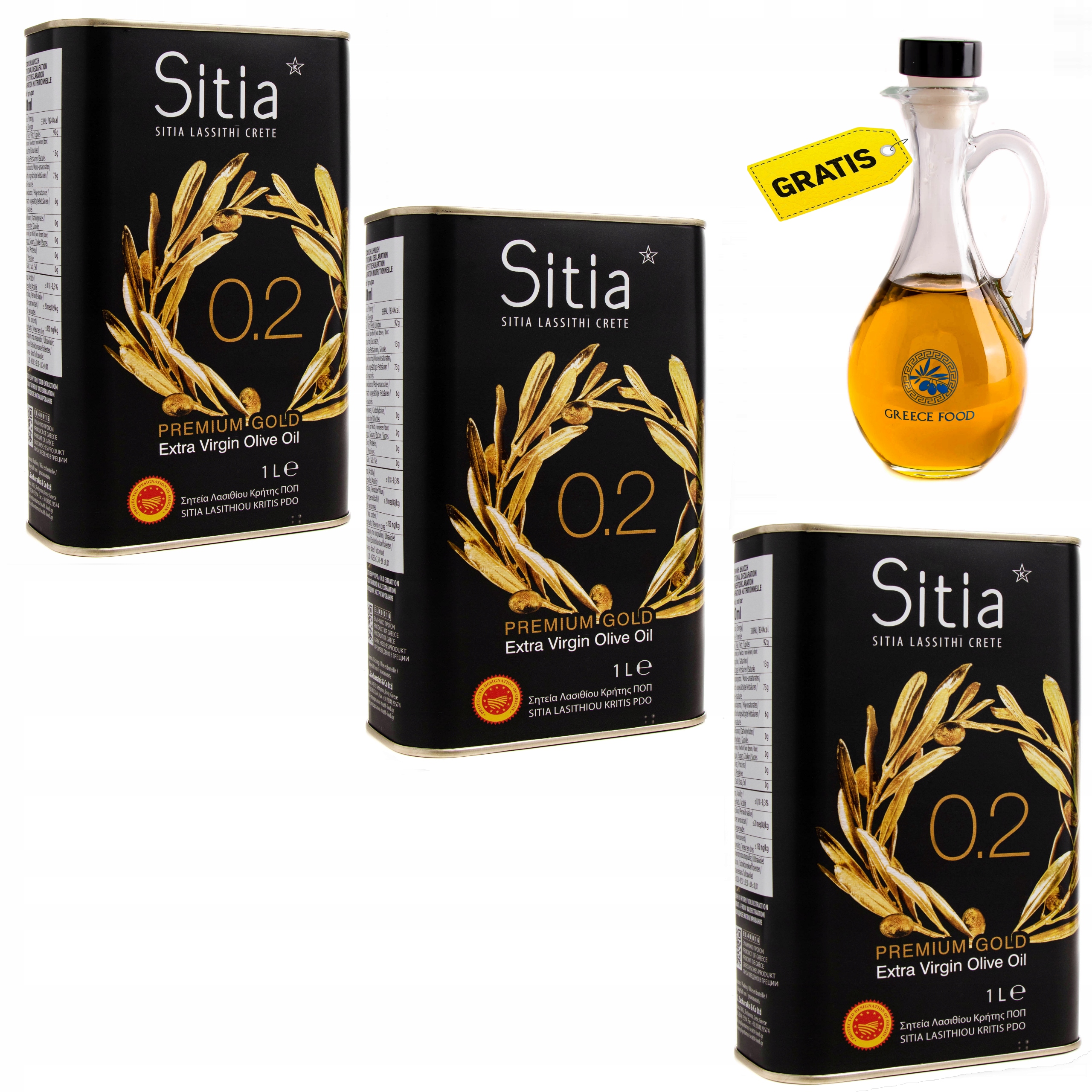 Levně Sitia Řecký olivový olej Premium Extra Virgin 3x1L datum expirace 03/2027