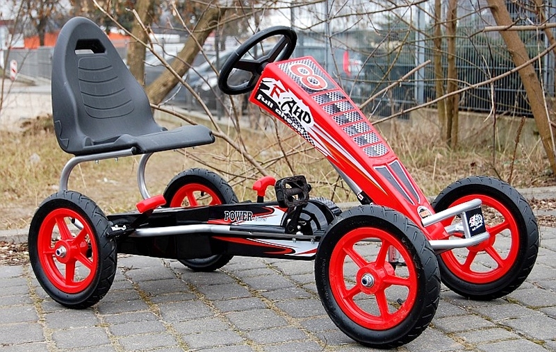 GOKART NA PEDAŁY POMPOWANE GUMOWE KOŁA HAMULEC CZERWONY