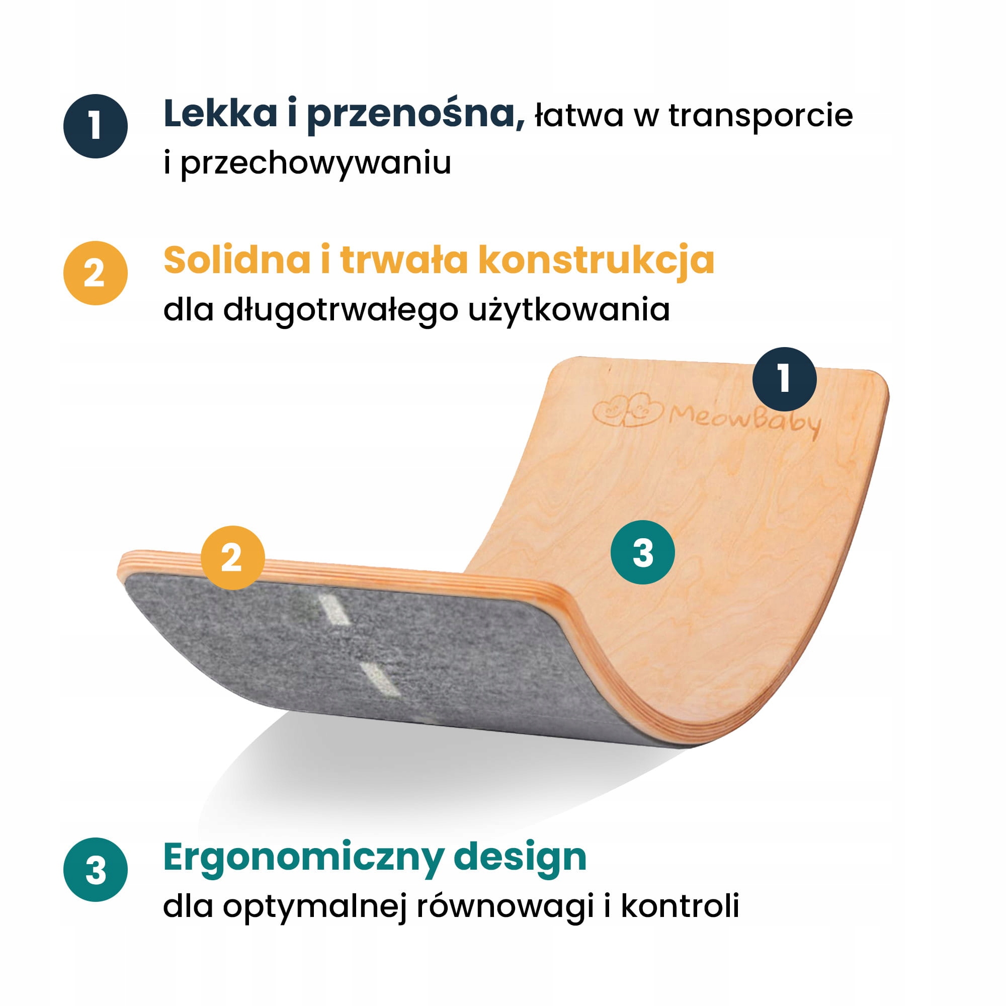 Deska do Balansowania z Filcem 80x30cm Drewniany Balance Board, Niebieski Marka Pozostałe