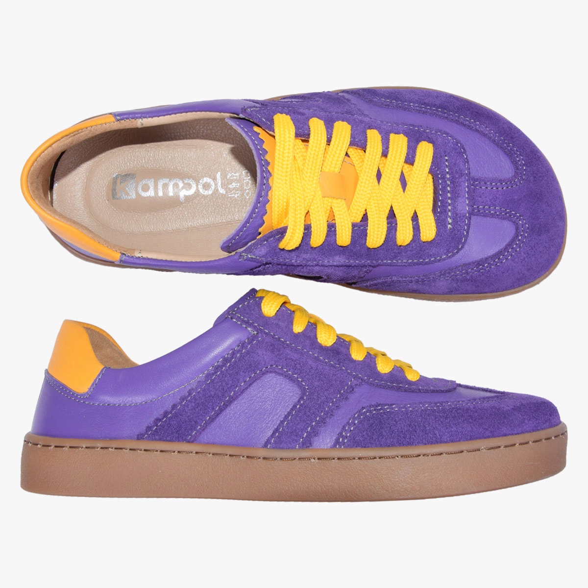 Buty Damskie Barefoot Skórzane Minimalistyczne Szerokie Fioletowe Kampol 39