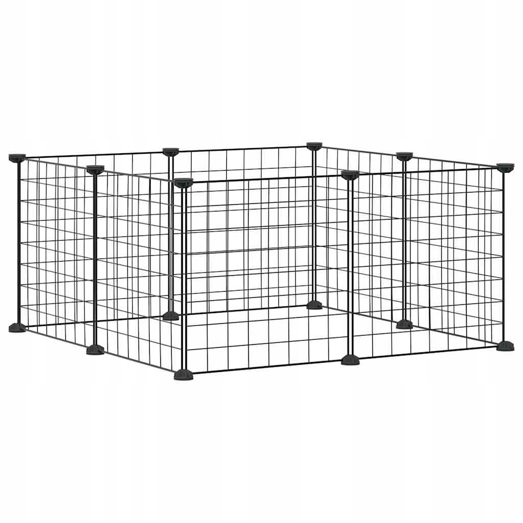 Vidaxl 8dílná klec pro zvířata, černá, 70x70 cm, ocelová Kotec