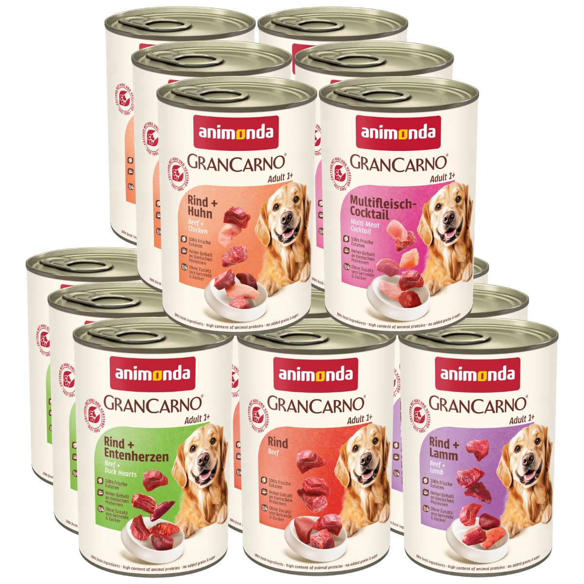 Animonda GranCarno Adult puszka Zestaw 15x400g – MIX smaków Bez Wieprzowiny