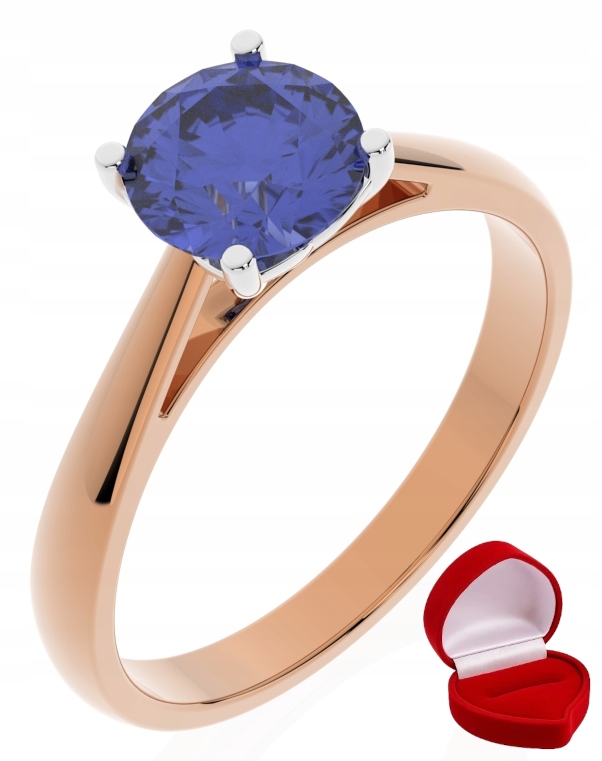 Zlatý Prstýnek 585 14k Tanzanit 1 ct Růžové Zlato R25