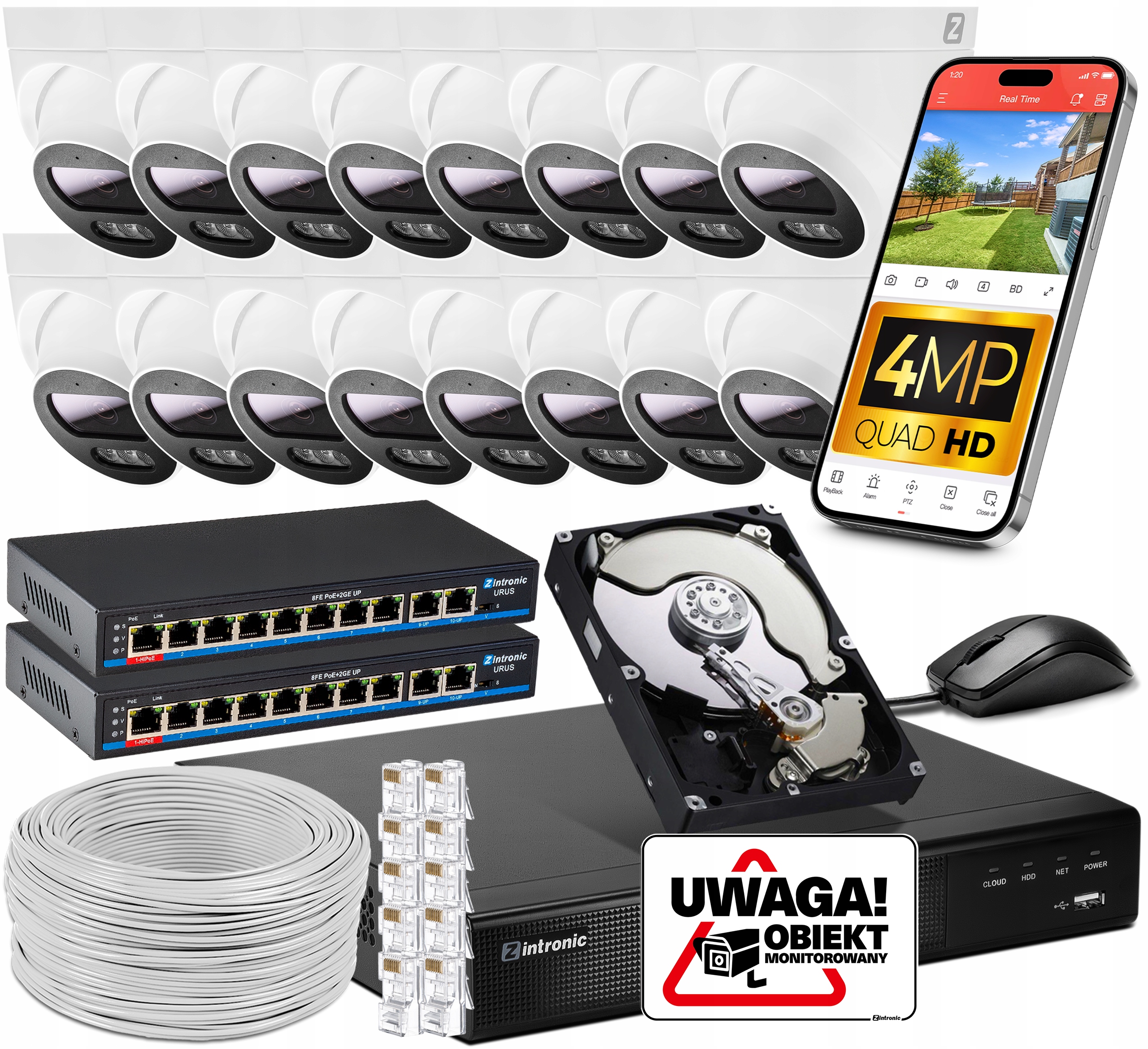 Sada na Ip Monitorovanie Poe 16 Kamer 4MPx 1TB Náhľad 2 Switche