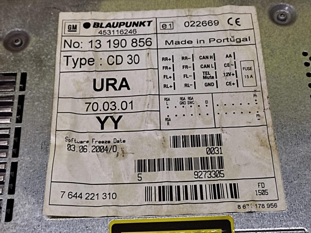 OPEL ASTRA H RADIO 13190856