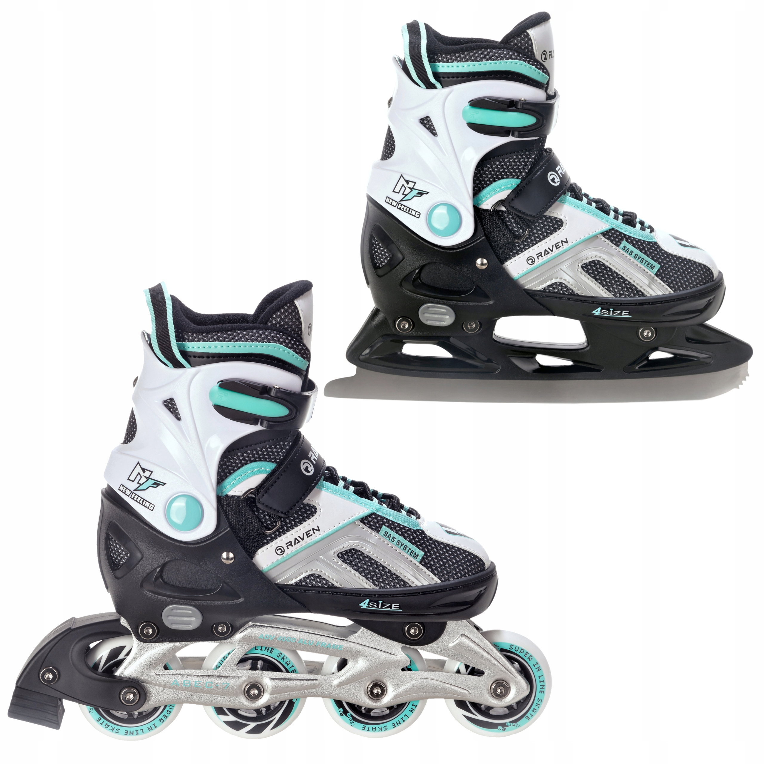 

Rolki Łyżwy 2w1 Raven Pulse Black/Mint 40-43