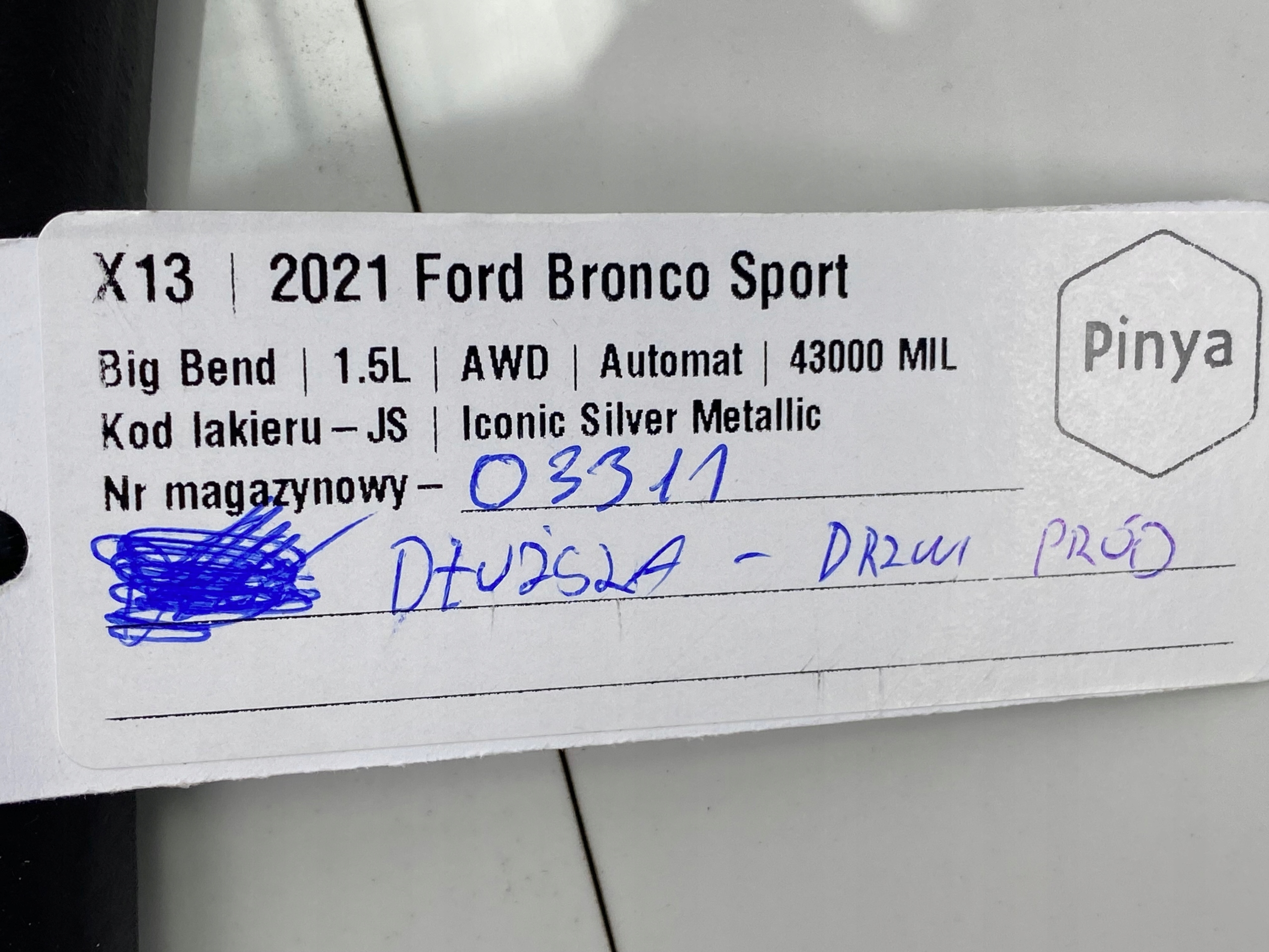 gasket door front Ford Bronco Sport 2020+ USA