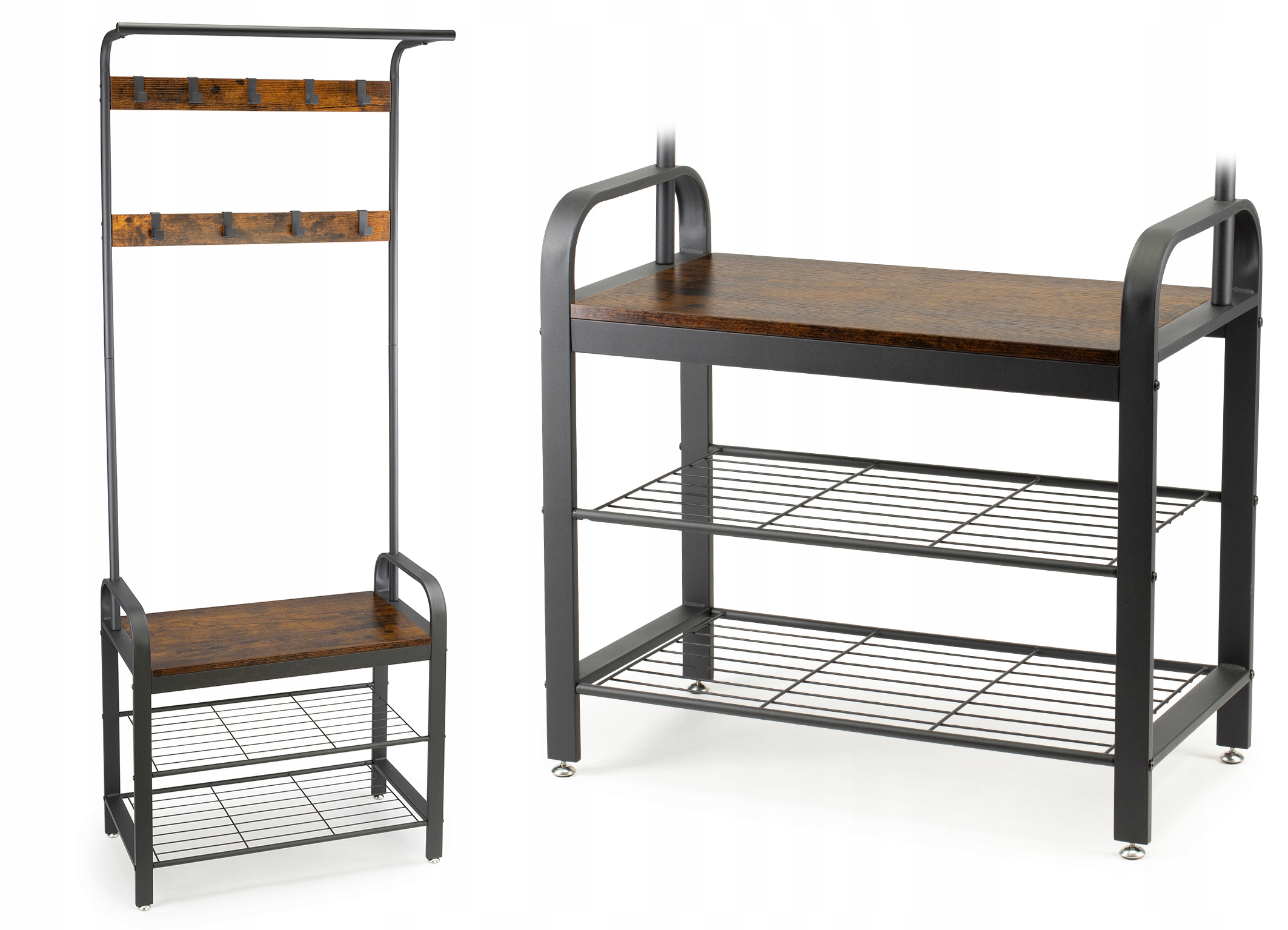 Stojaci vešiak na oblečenie Loft, 2 police, sedadlo