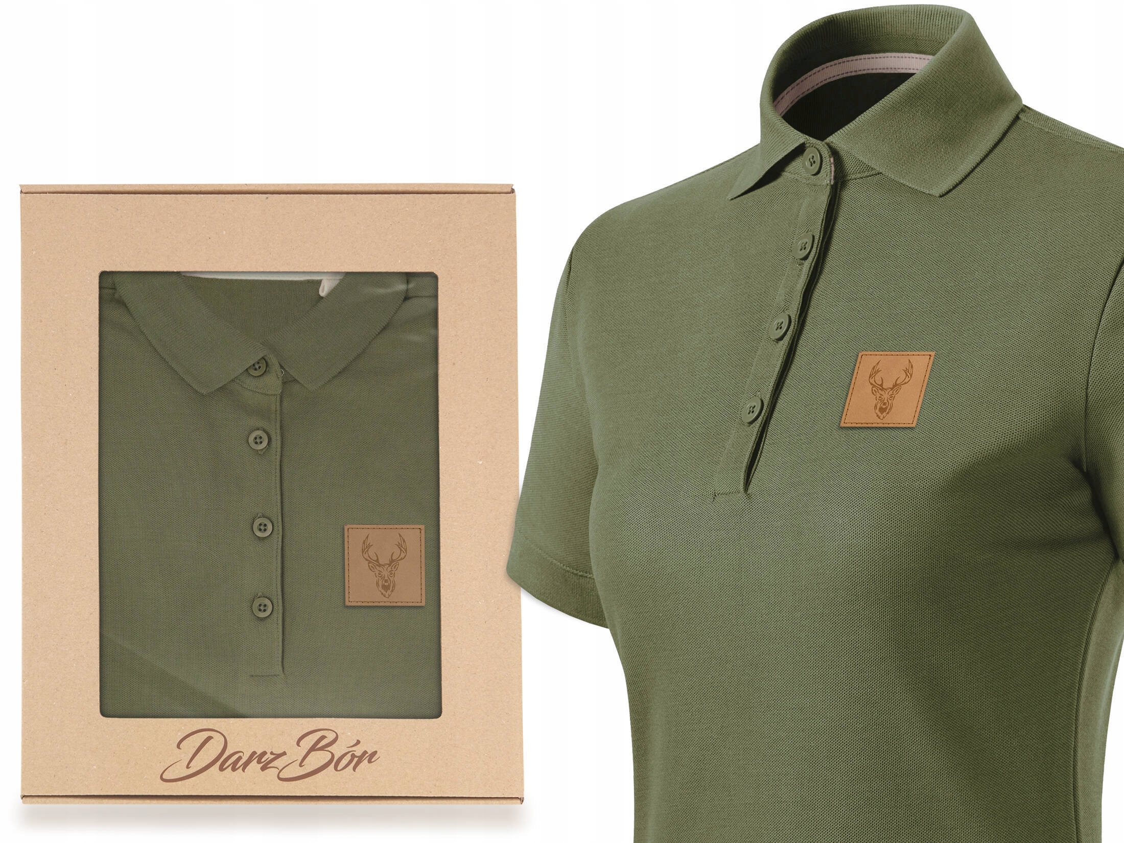 Myslivecké tričko Polo pro Dianu Hlavu Býka v khaki barvě v krabičce vel M