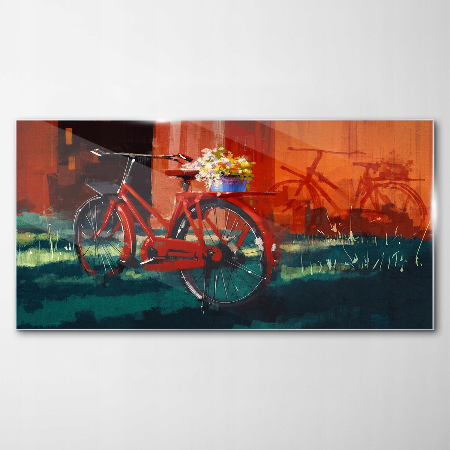 

Obraz na Szkle Dekor Wiadro Kwiaty Rower 120x60