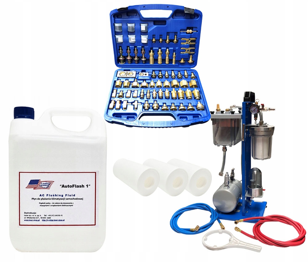 Súprava na oplachovanie klimatizačného systému A/c Zariadenie Adaptéry Filtry Tekutina