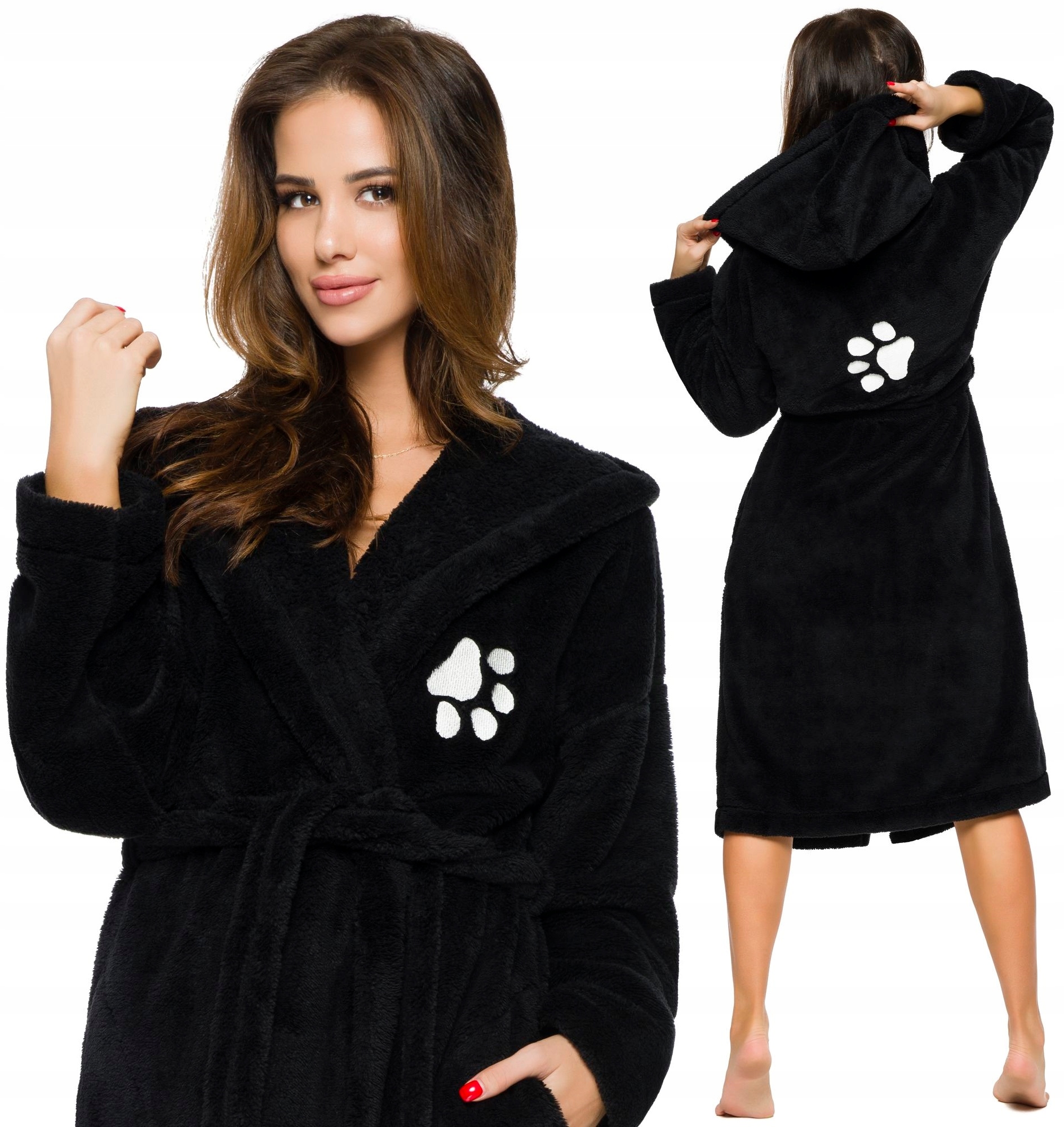 

Długi Puchowy Damski Szlafrok Podomka Łapka XL