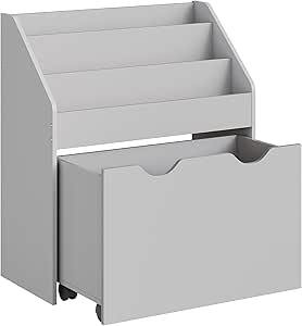 Regał szary organizer na książki zabawki z szufladą 29,5 x 62,5 x 70 cm
