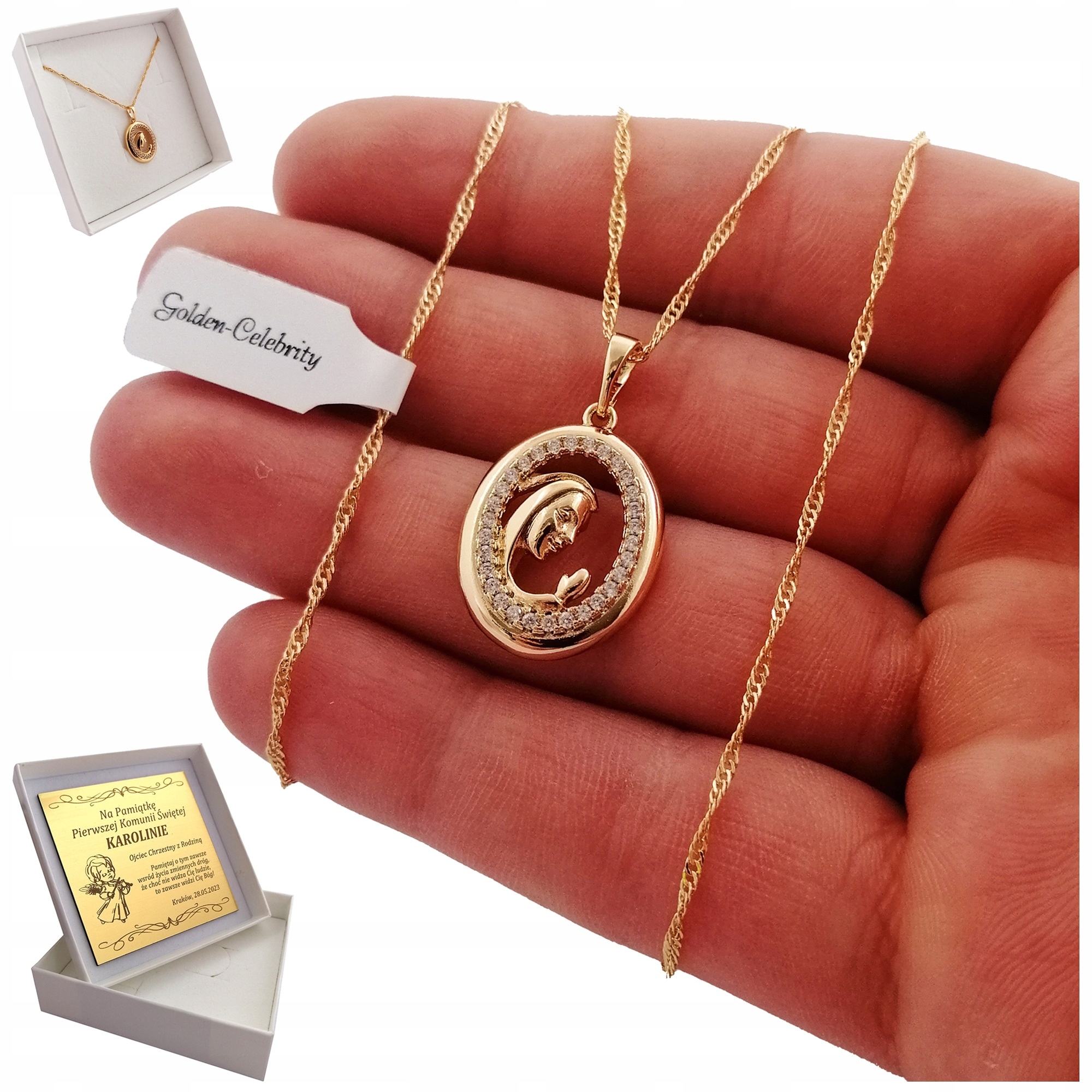 Zlatý Náhrdelník Matka Boží 18K Ocel