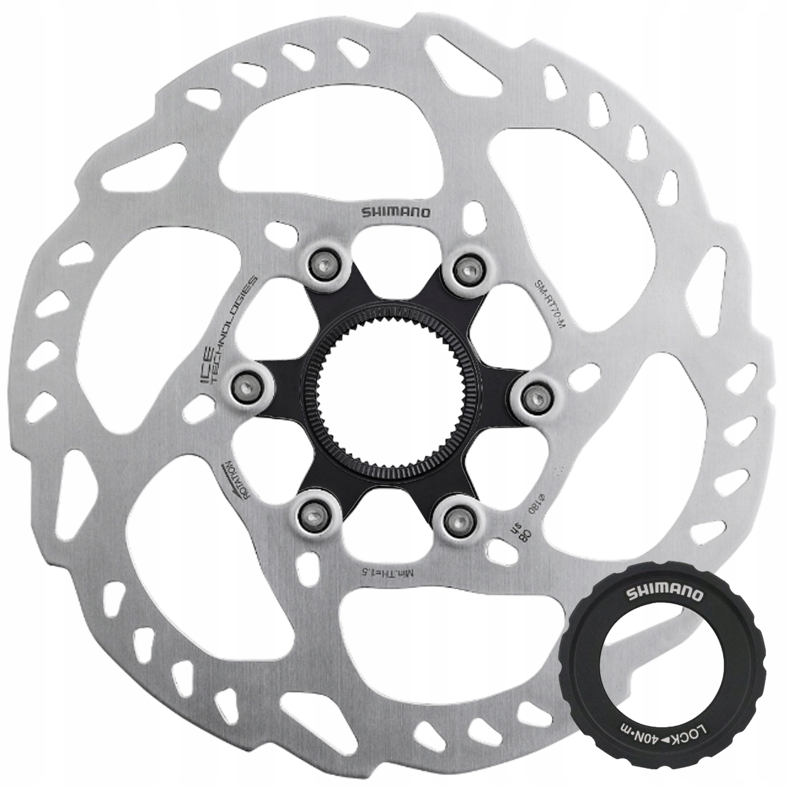 Tarcza Hamulcowa 180 Center Lock Shimano Slx RT70 CL Japan Box Nakrętka