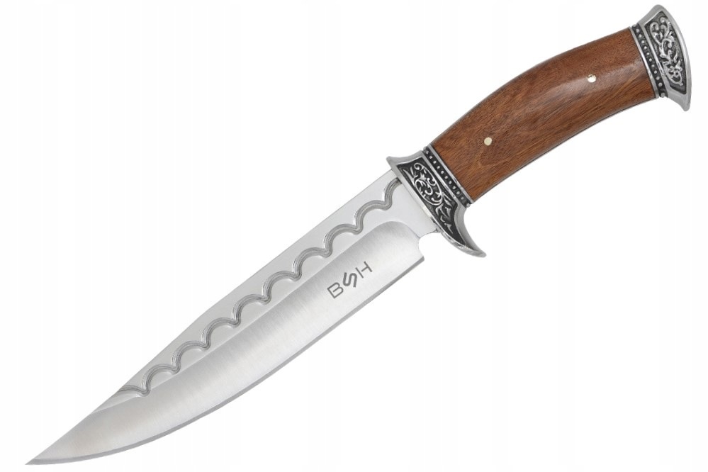 Nóż Myśliwski Bowie Zdobiony Stal 440 Bsh Adventure Pokrowiec N226C