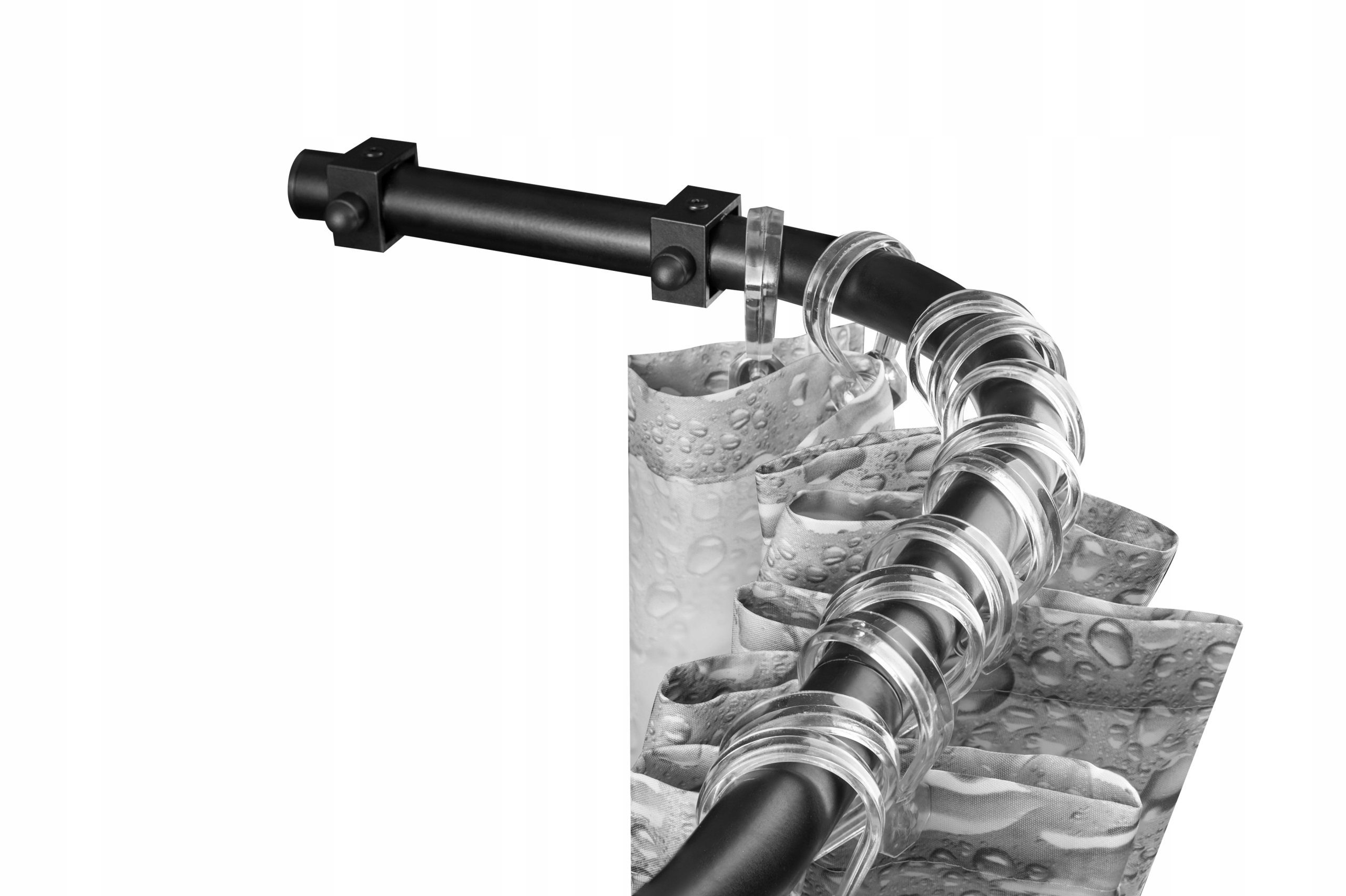 DRĄŻEK ZASŁONY PRYSZNICOWEJ KĄTOWY CZARNY 80X110 Średnica 25 mm