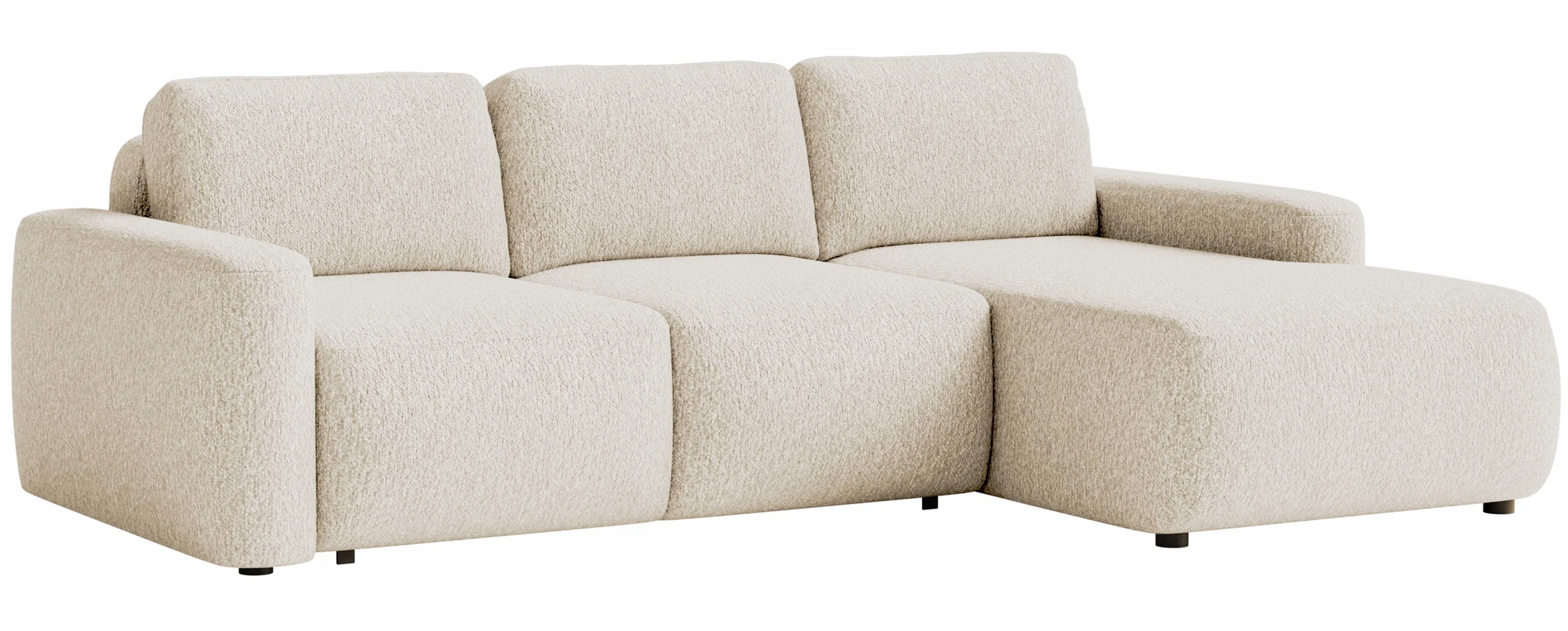 Rohová Sedací Souprava s funkcí spaní Carnos mini světle béžová, šenilová pravá barva