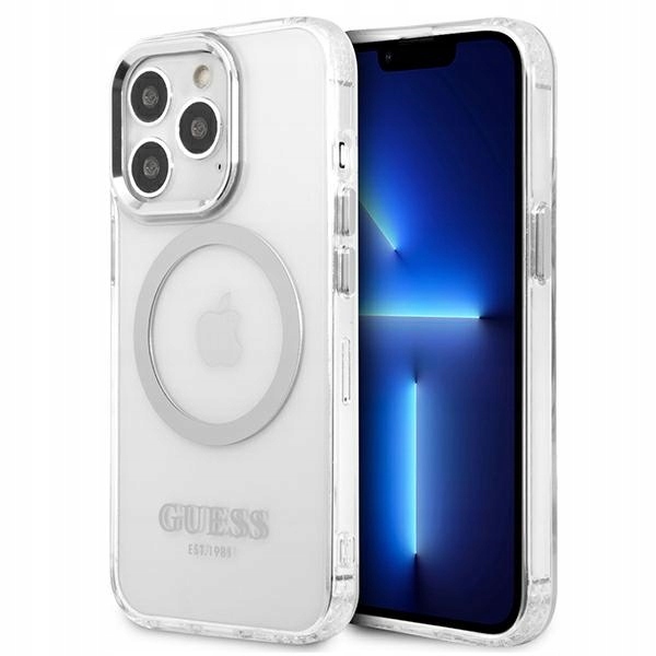 Etui Guess do iPhone 13 Pro, Srebrny, MagSafe