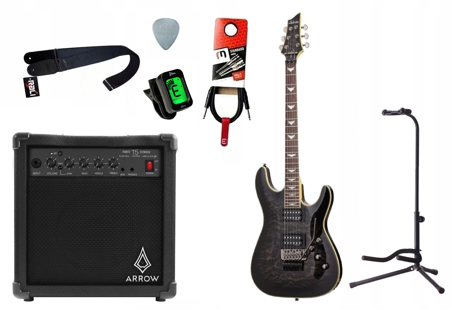 Elektrická kytara Schecter Omen Extreme 6 Bk 15W kabelový zesilovač