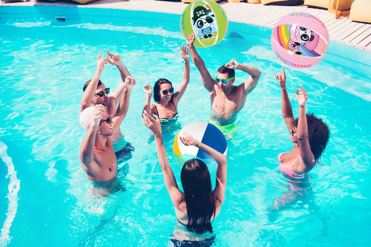 PIŁKA DMUCHANA PLAŻOWA PANDA 40 CM NA PLAŻE BASEN Kolor dominujący wielokolorowy