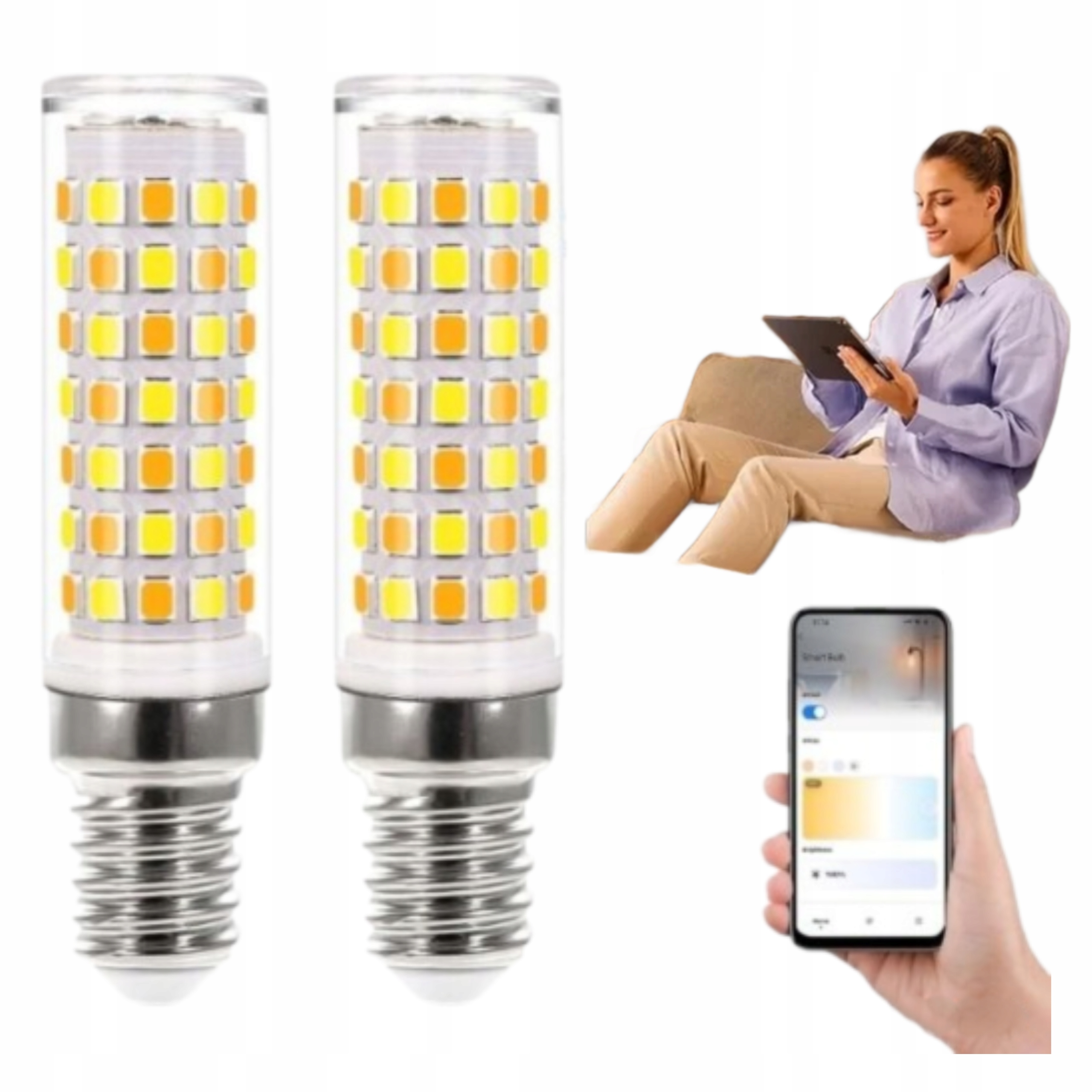 Inteligentní Wi-Fi žárovky E14 Led 6W Ovládání hlasem a aplikace 2 ks