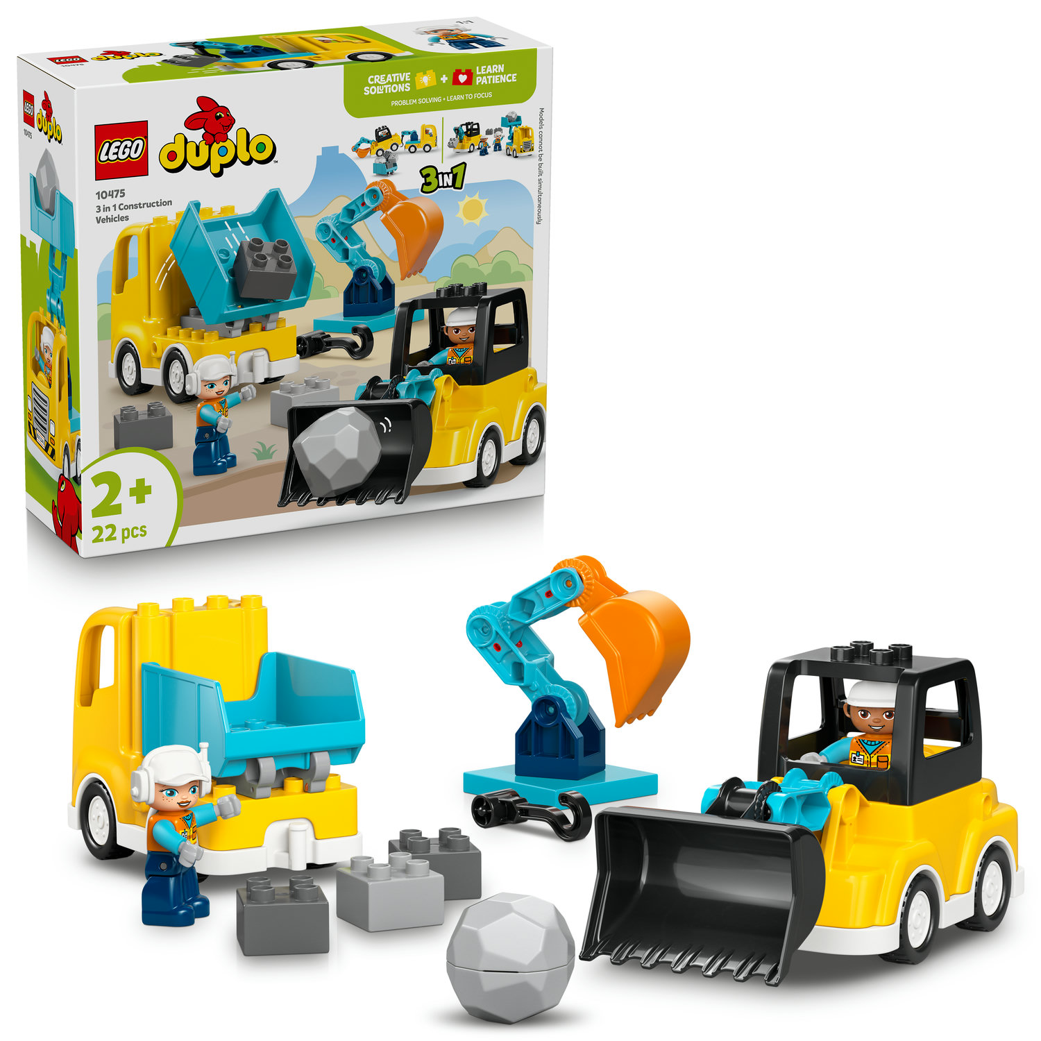 Set Lego Duplo 10475 Stavební Stroje 3v1 Bagr Pro Dítě Dárek