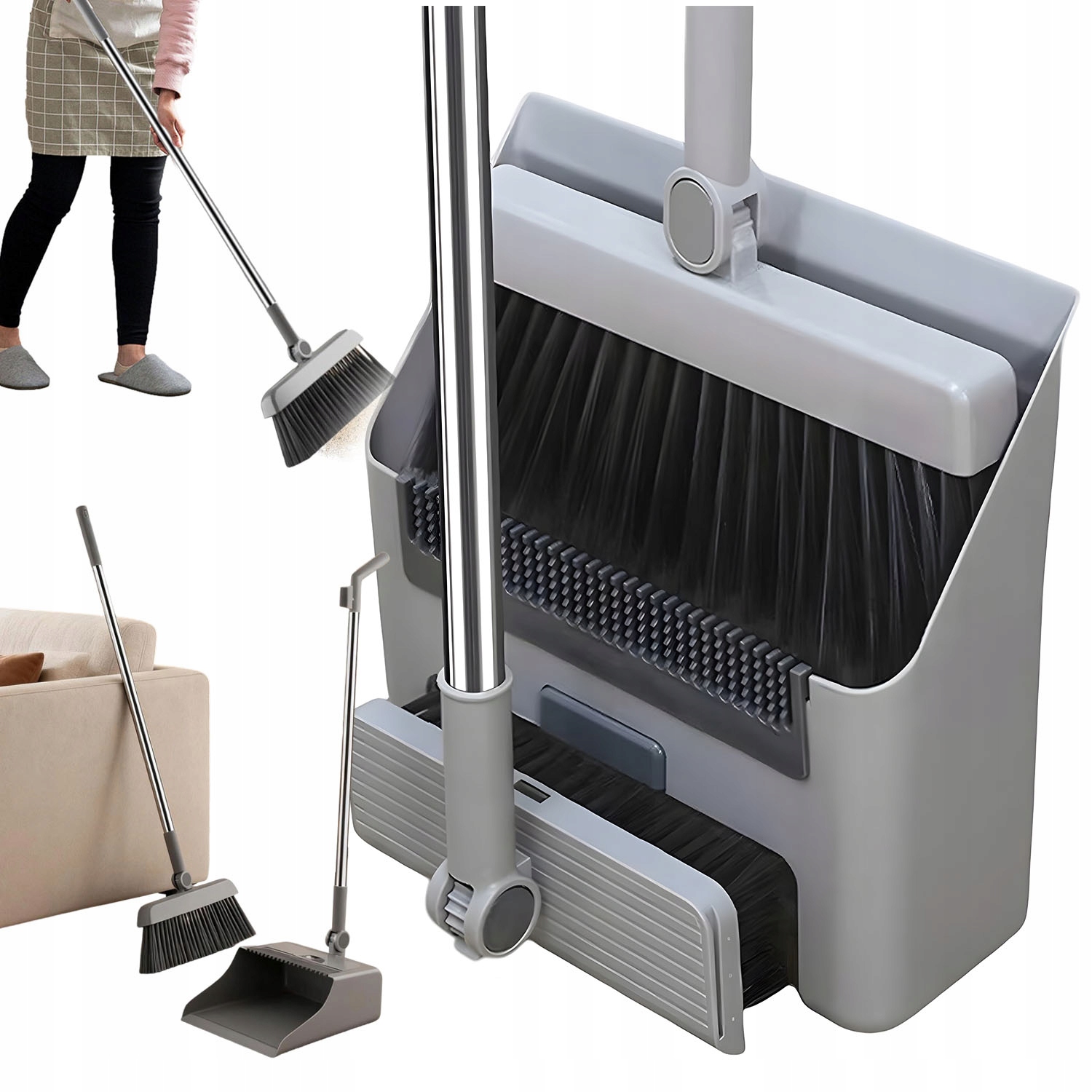 Levně Set Metly A Kartáče Na Zametání Úspora Místa o 180° 3V1