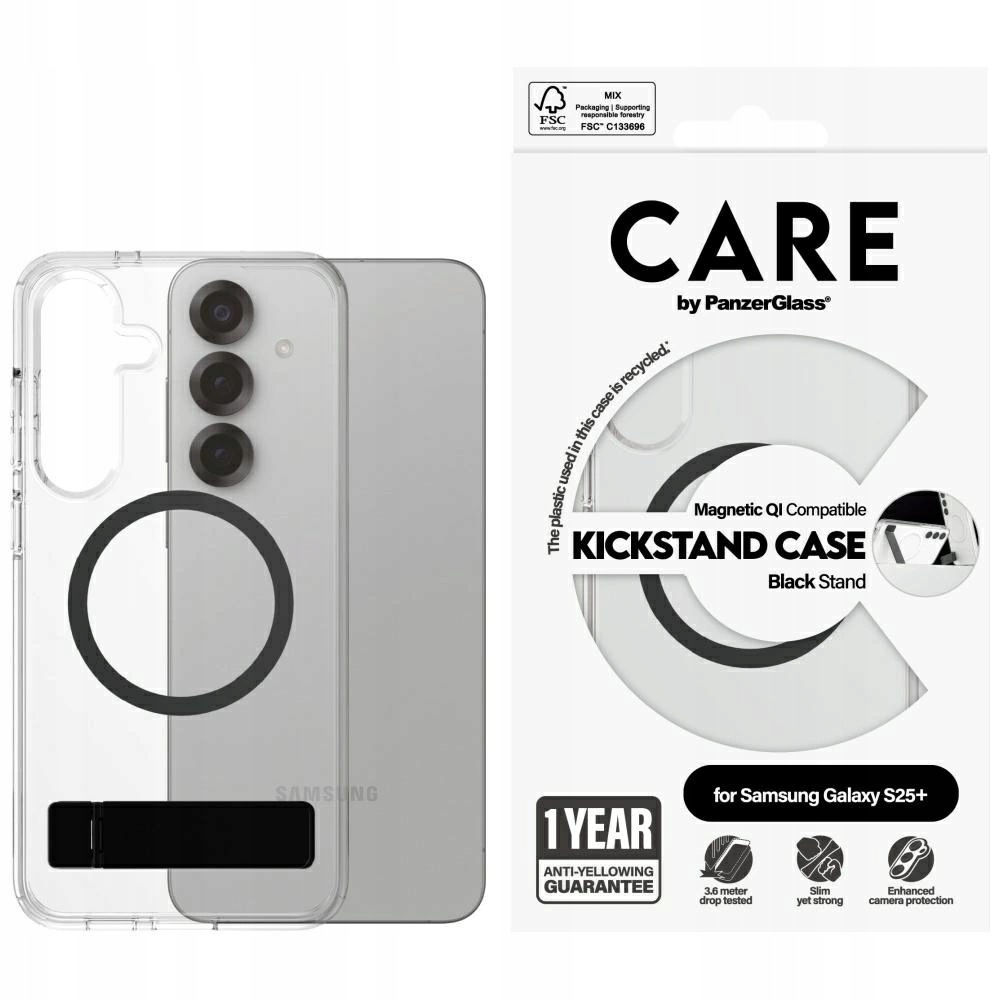 Etui Care by PanzerGlass Black Kickstand & Qi do Samsung Galaxy S25+