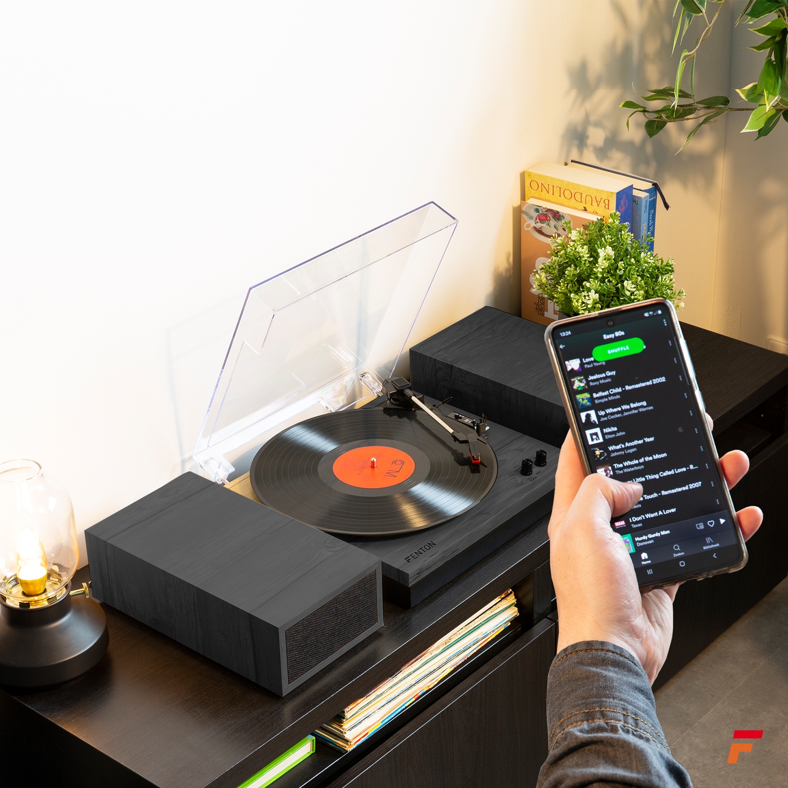 Gramofon Fenton z głośnikami 100W czarny BT+ Winyl Typ wkładki piezoelektryczna