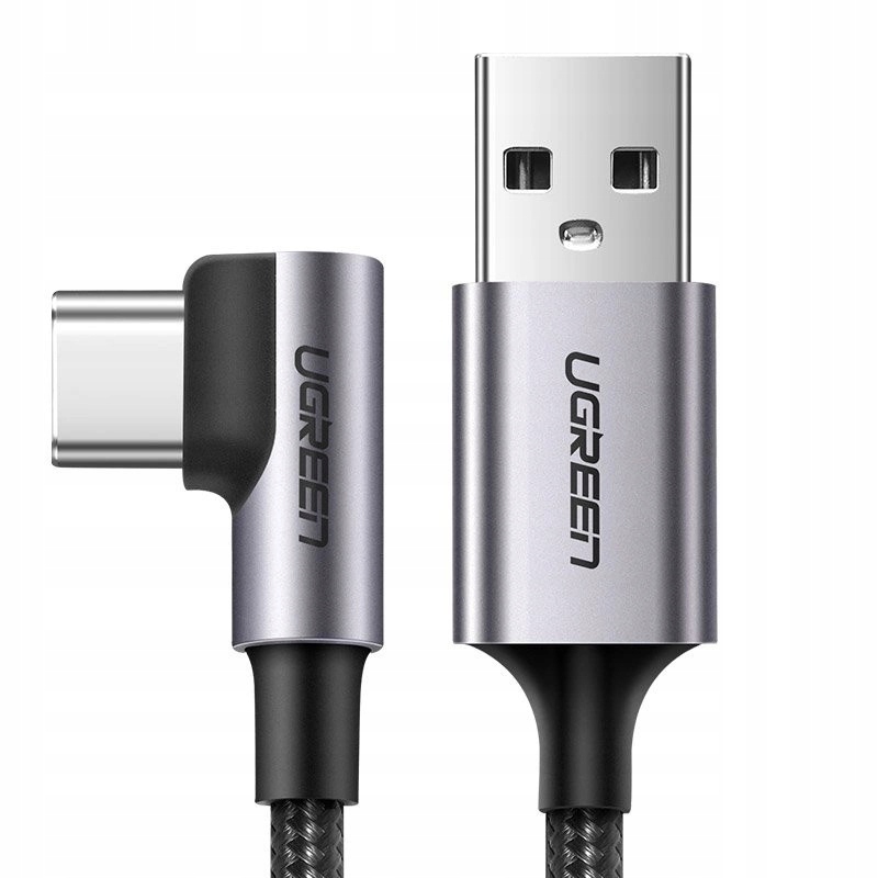 Kabel Ugreen US284 50941 Usb-a (prosty) Usb-c (kątowy) 3A 1m szary