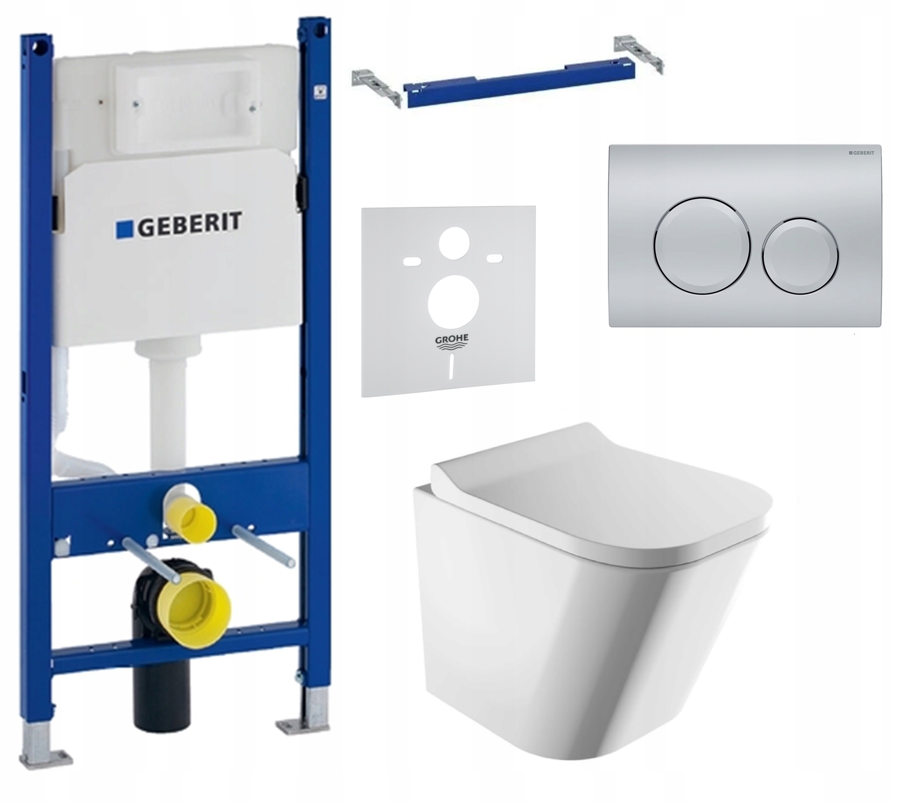 Sada Wc roštov Geberit Wc miska Rim Silent Omnires tlačidlo 7v1