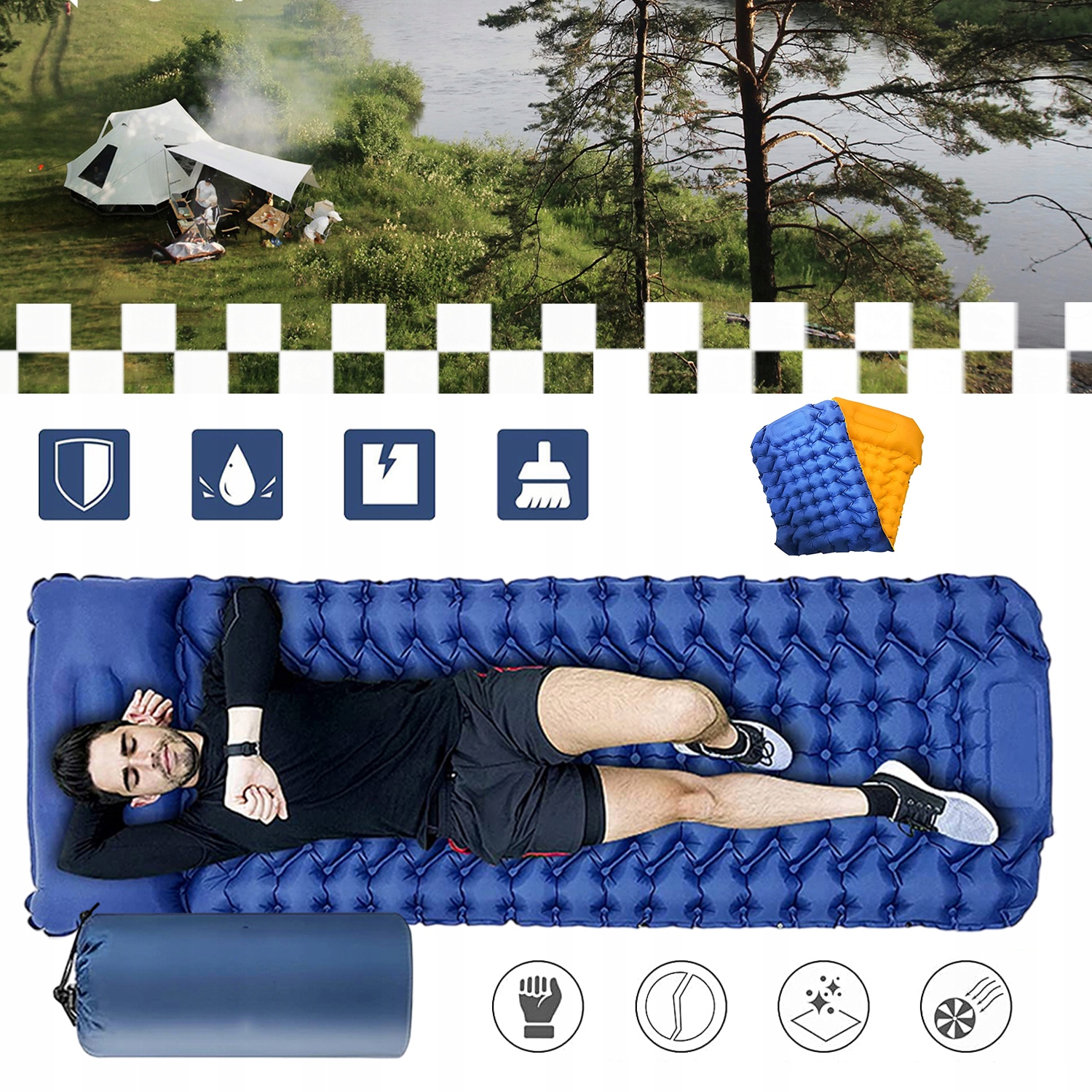 Samonafukovací Podložka Na Spaní, 196 X 72 CM, Ultralehká Kempingová Podložka